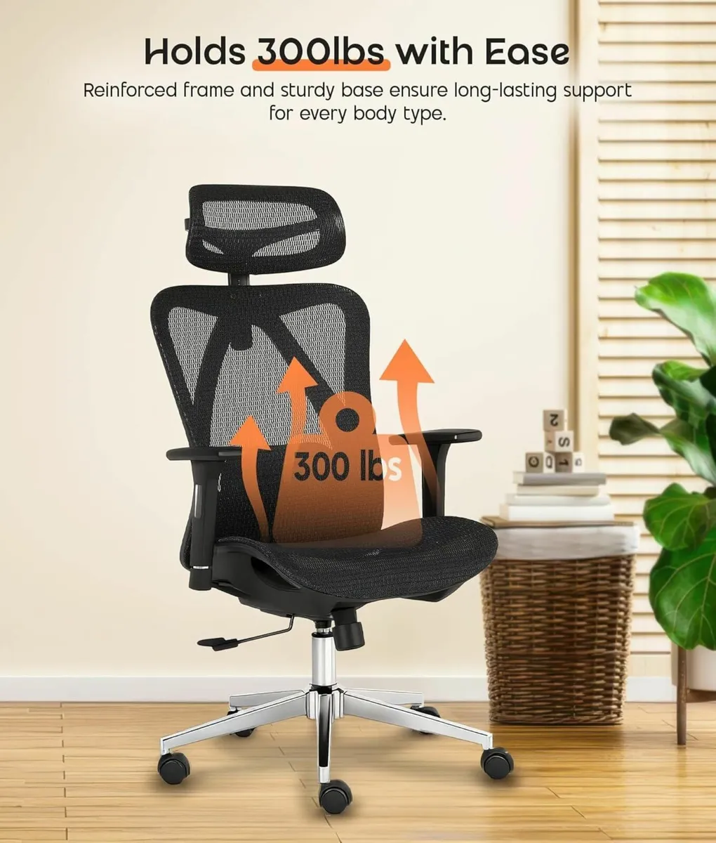 Ergonomic Office Chair with Headrest 3D Armrest - Image 2