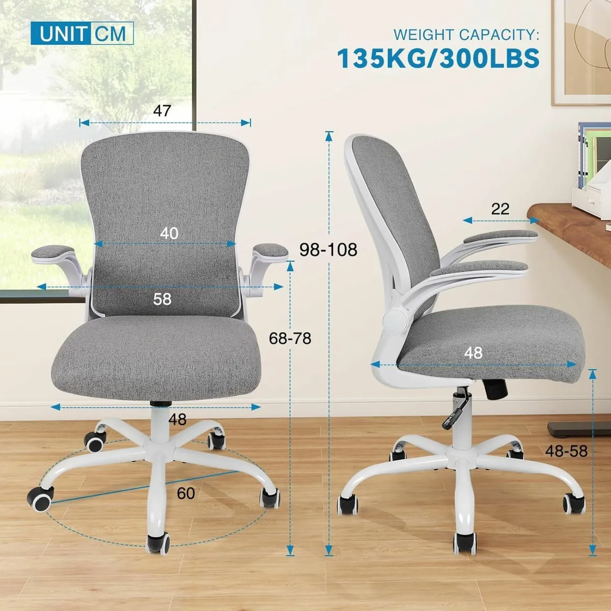 Office Chair Desk Flip-up Armrest Ergonomic - Image 3