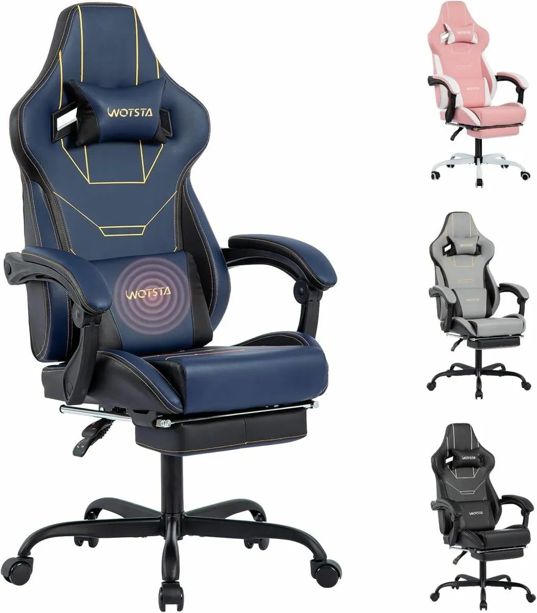 Gaming Chair Ergonomic Computer with Headrest and - Image 1