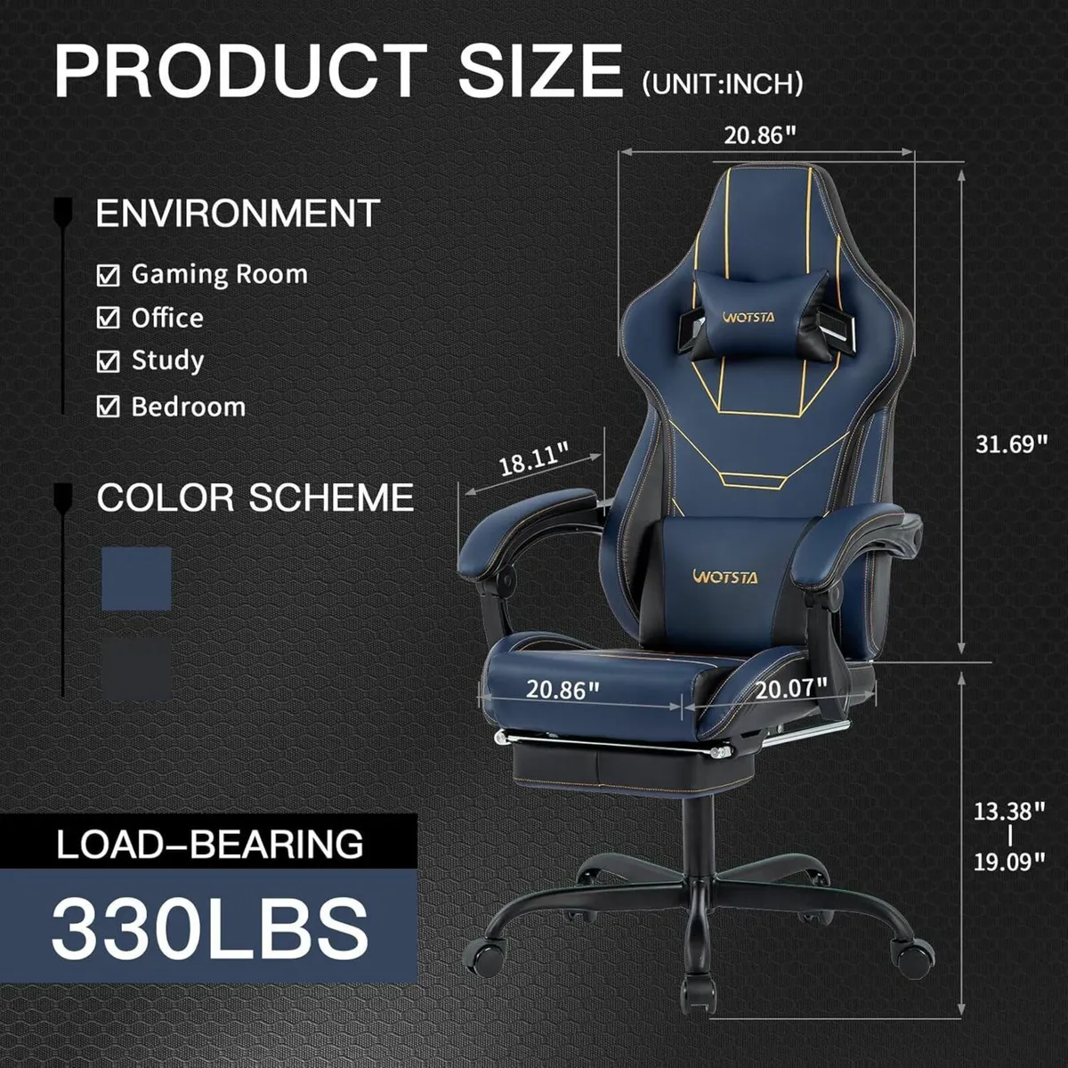 Gaming Chair Ergonomic Computer with Headrest and - Image 3