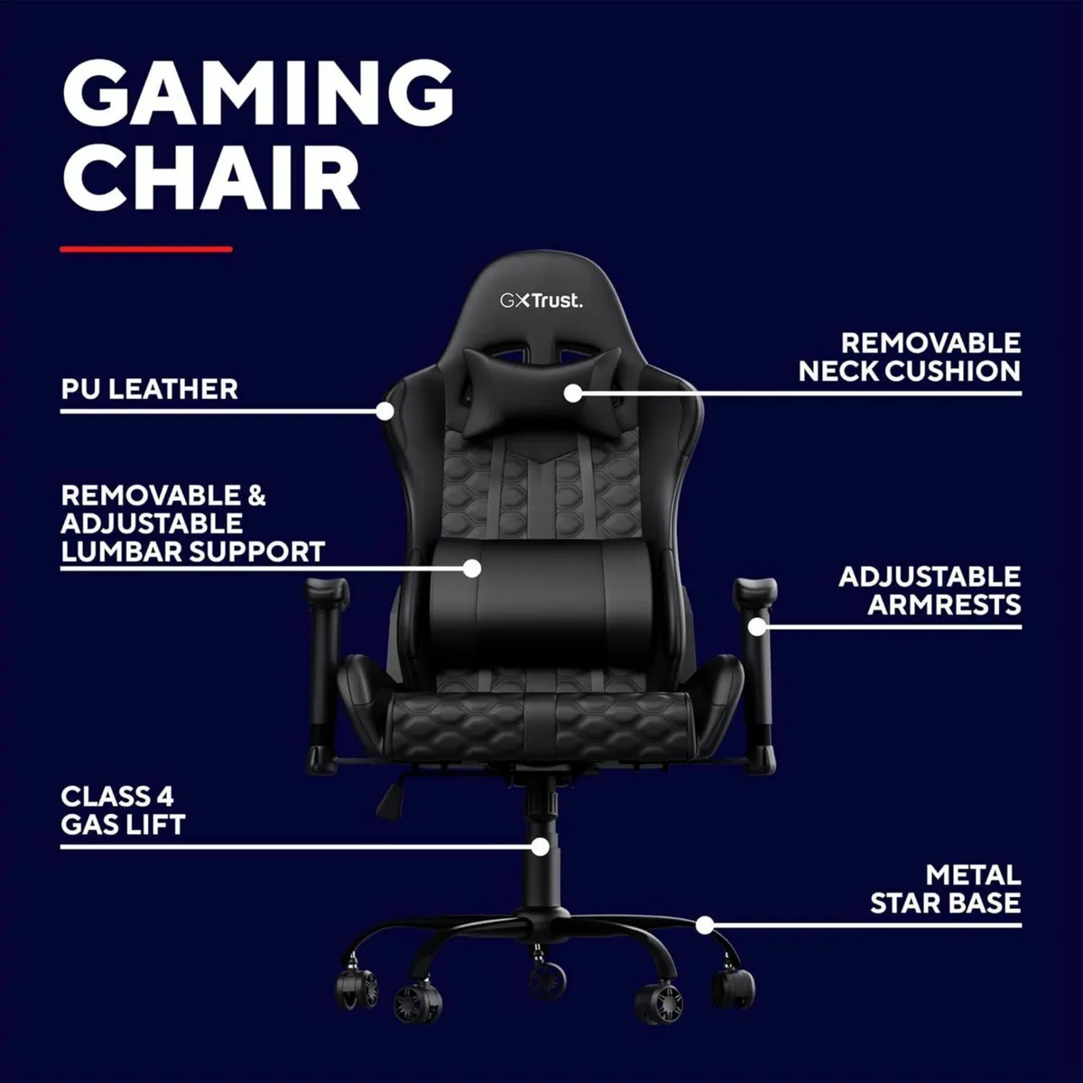 GXT 708 Resto Gaming Chair PC Desk Full 360degrees - Image 4