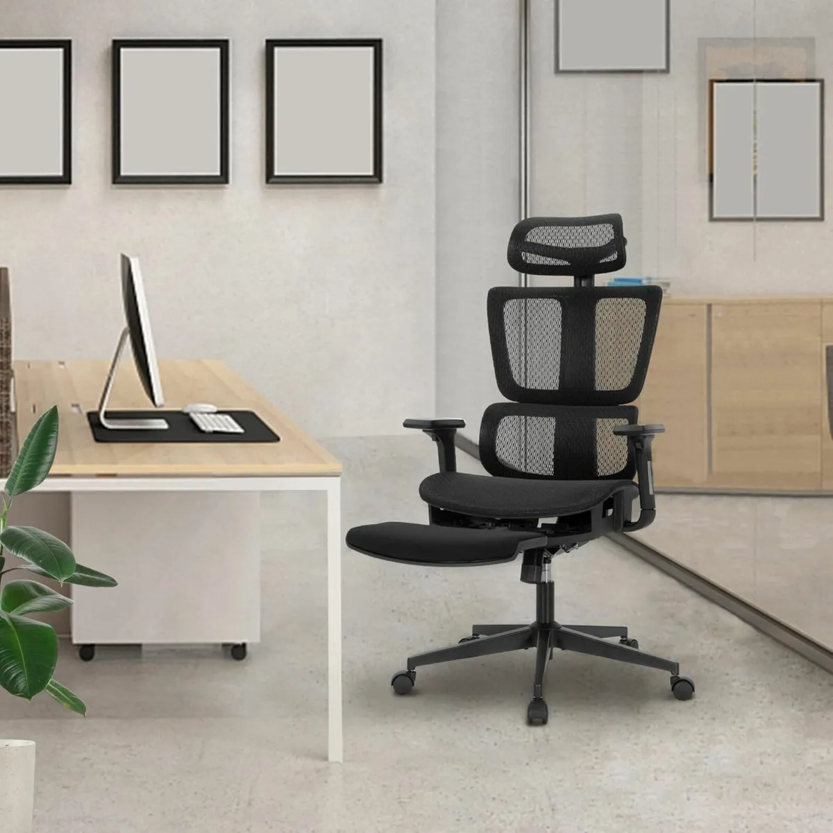 Ergonomic Office Chair with Footrest Desk - Image 2