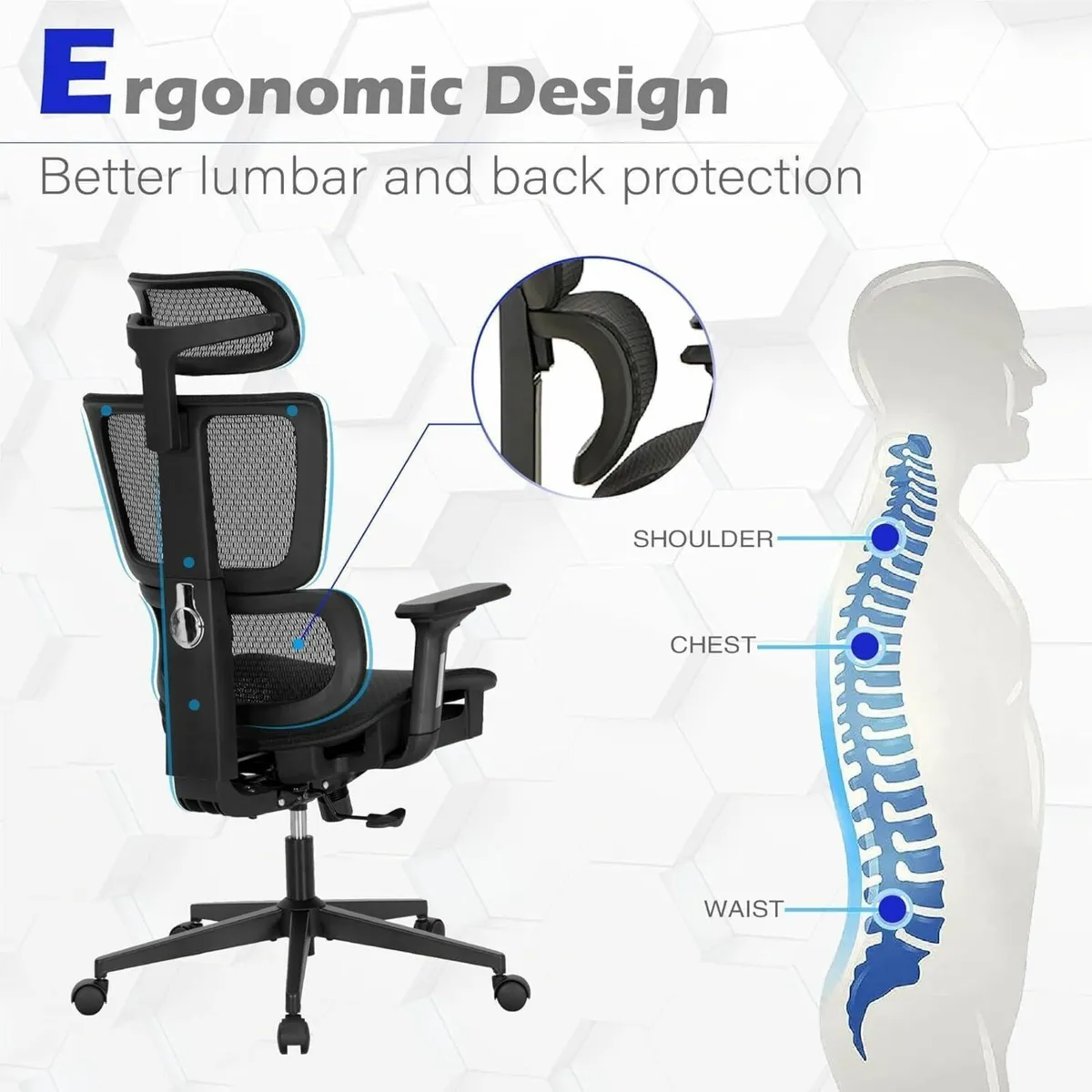 Ergonomic Office Chair with Footrest Desk - Image 4