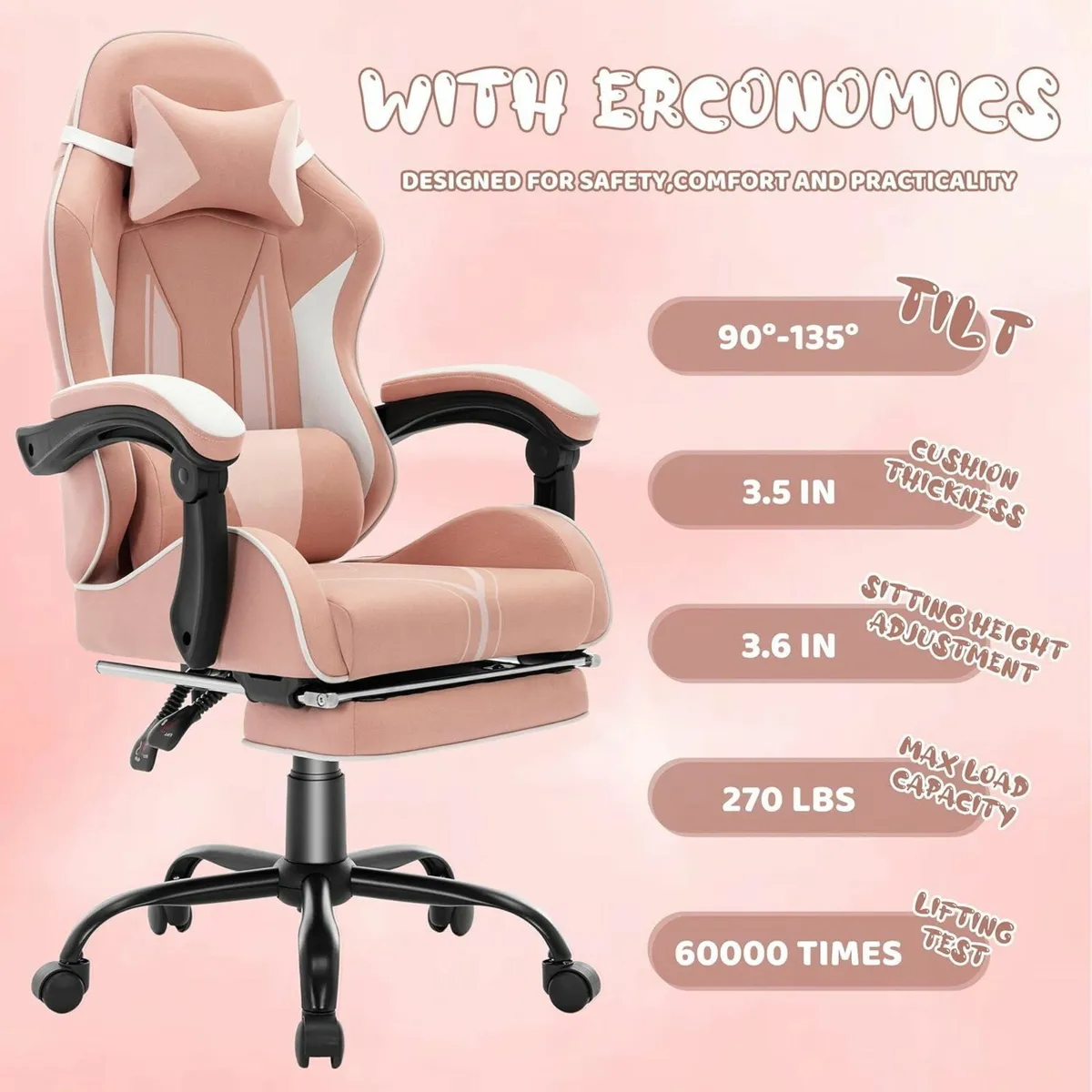 Gaming Chair for Kids Computer with Footrest and - Image 3