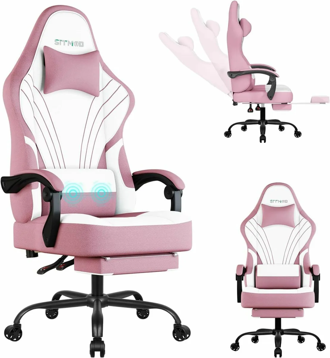 Fabric Gaming Chair for Adults Ergonomic PC Video - Image 1