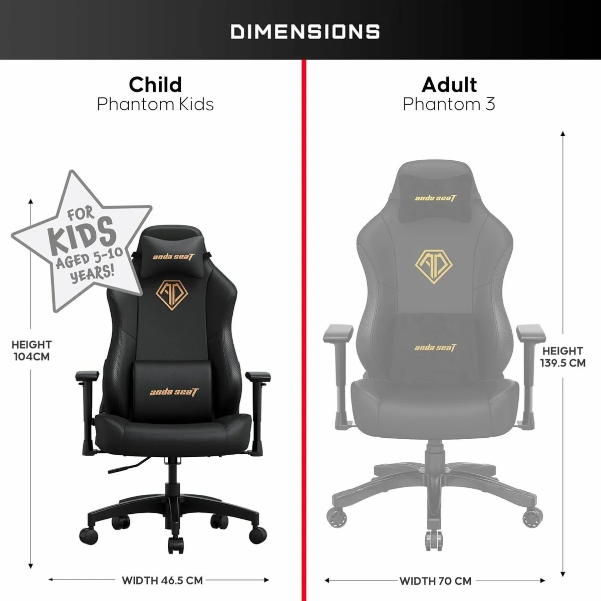 Phantom Kids Gaming Chair Ages 5-10 - Ergonomic - Image 2