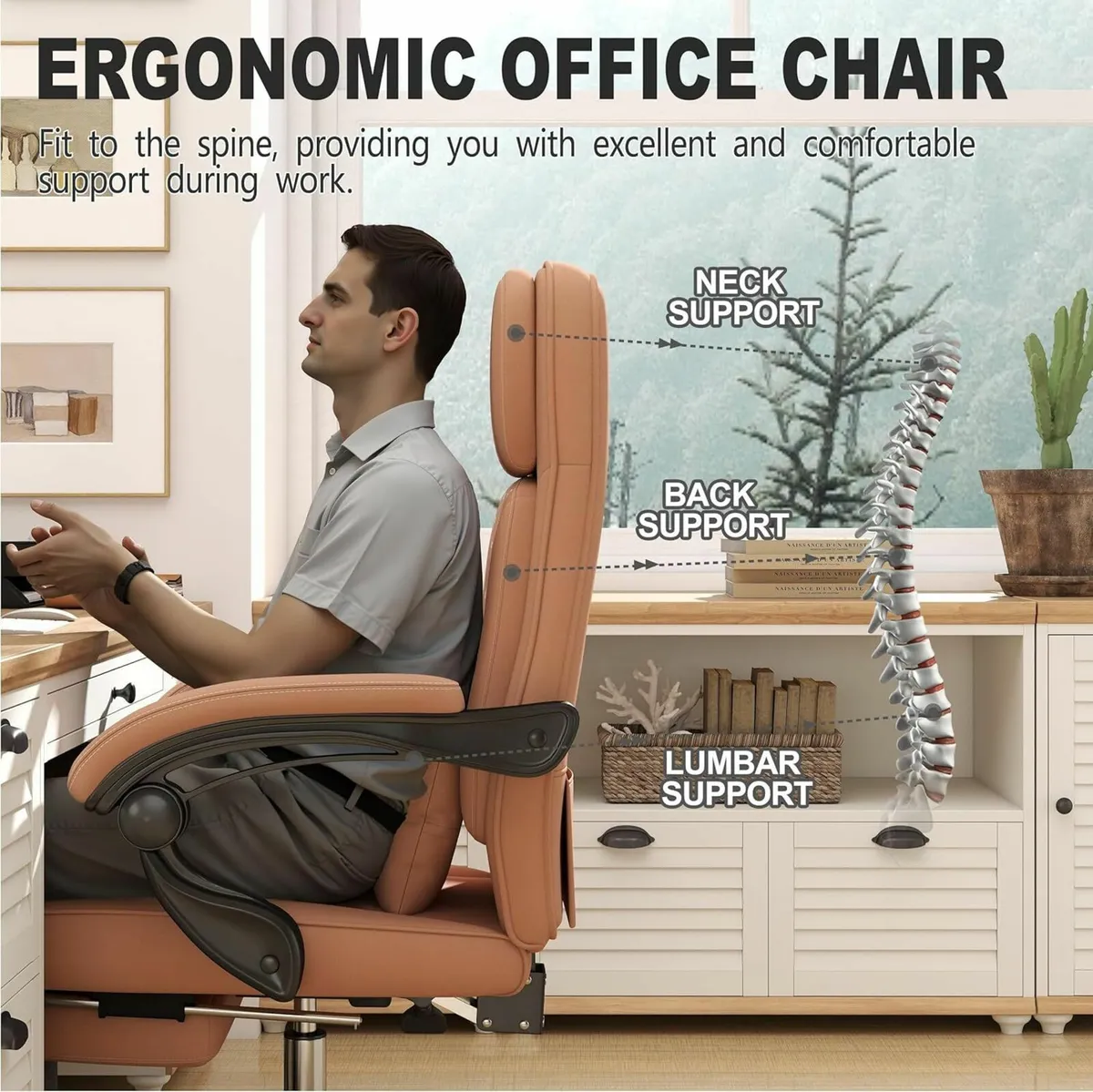 Office Chairs Big High Back PU Leather Computer - Image 4