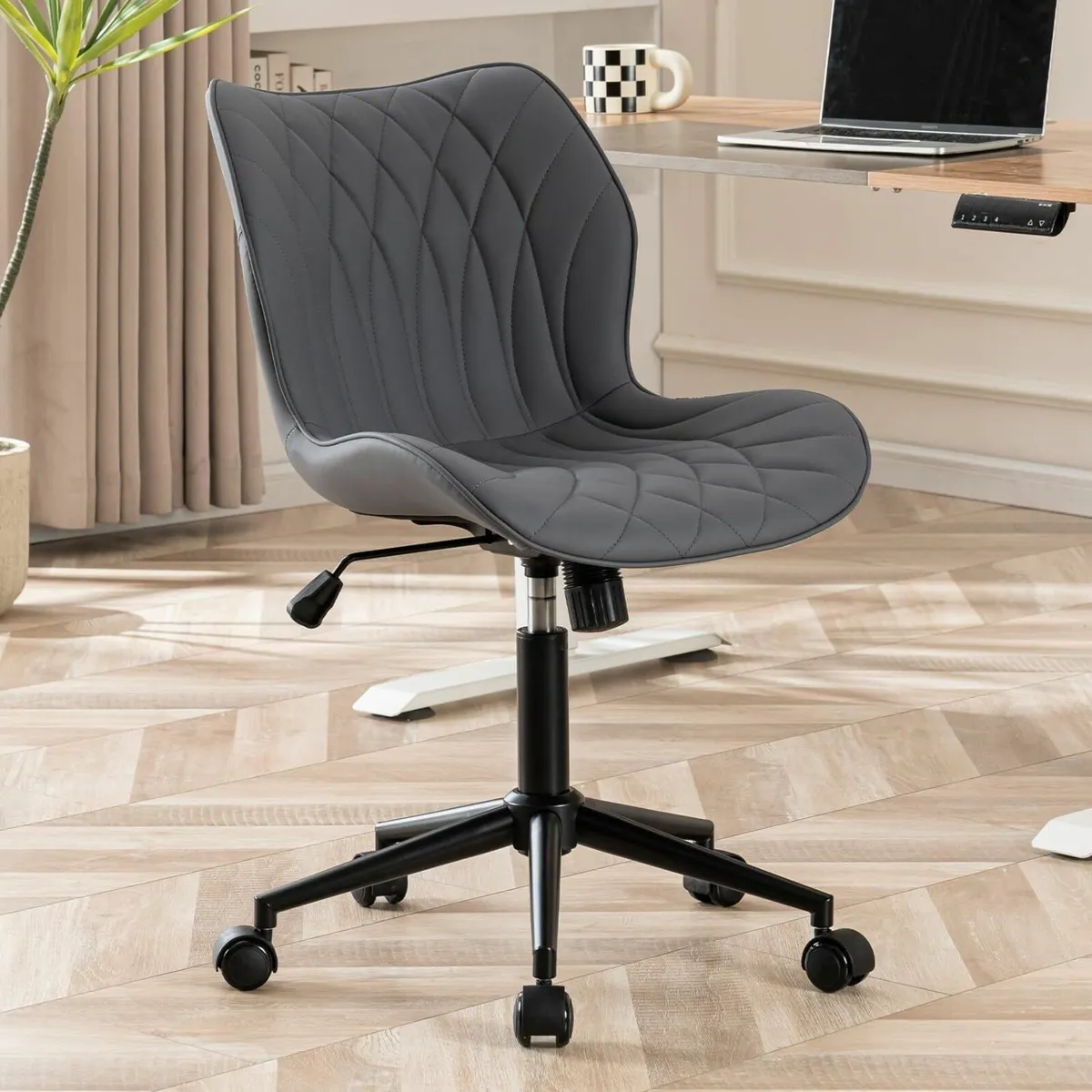 Armless Office Chair Comfy Adjustable Desk for - Image 1