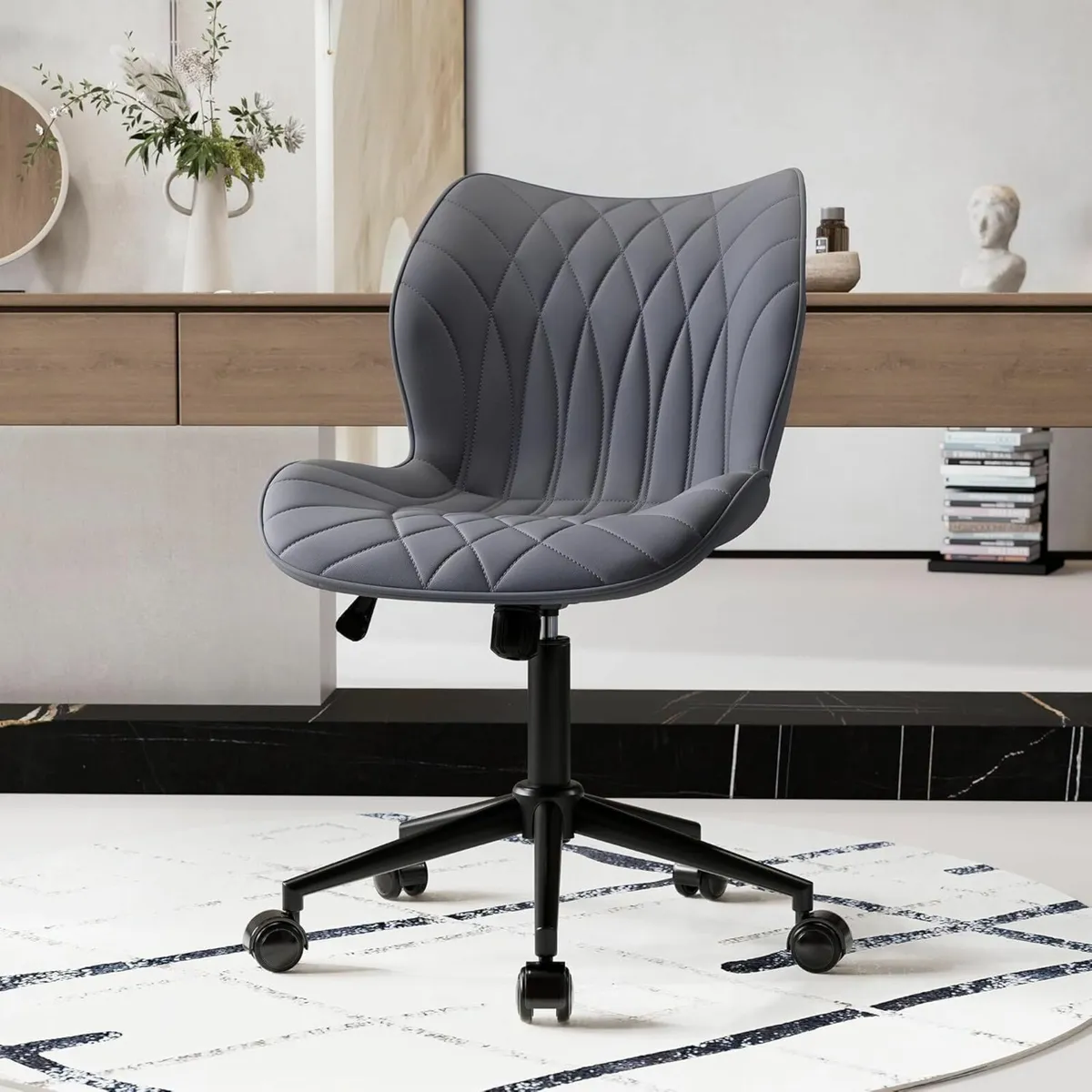 Armless Office Chair Comfy Adjustable Desk for - Image 3