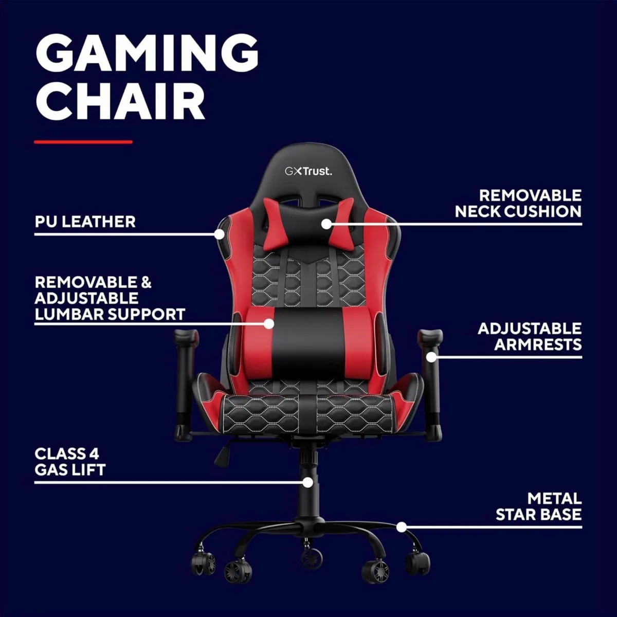 GXT 708R Resto Gaming Chair PC Desk Full 360degree - Image 4