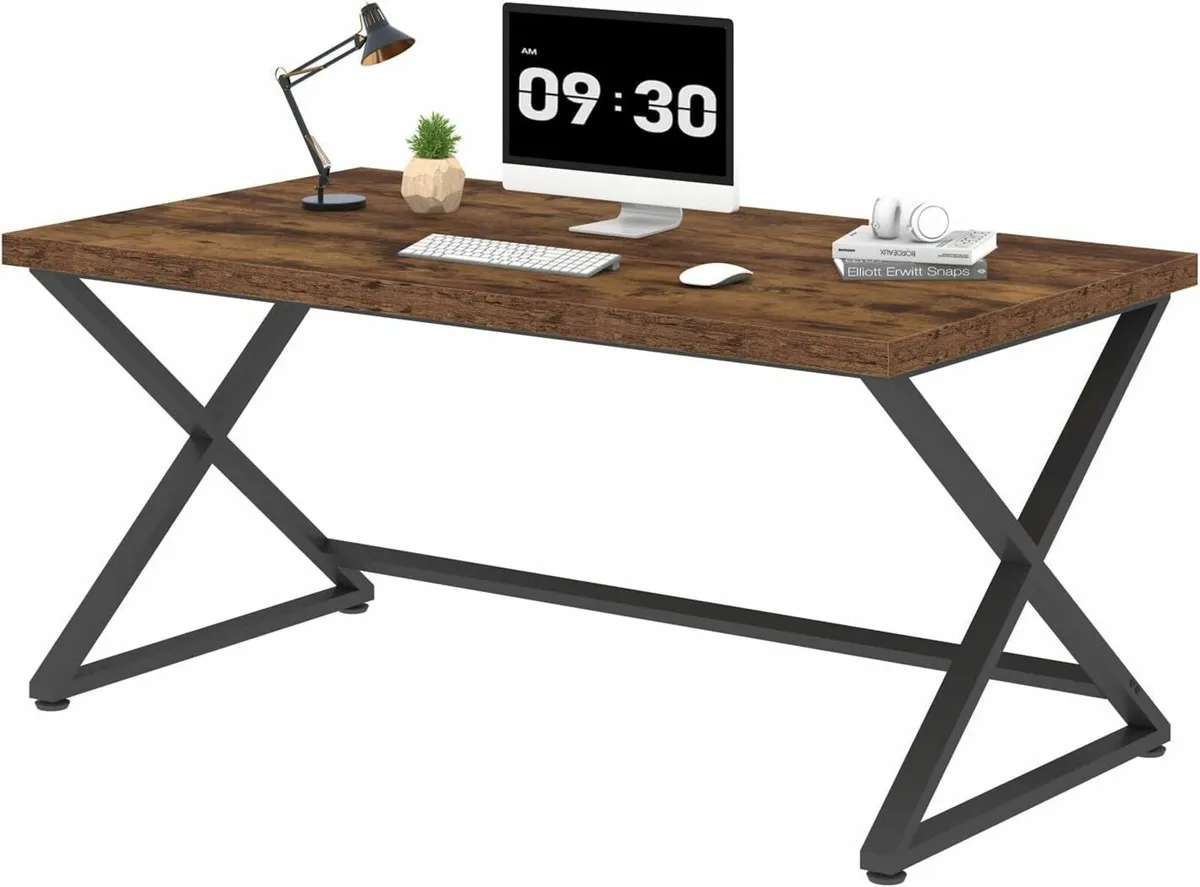 Rustic Brown Computer Desk Farmhouse Home Office - Image 4