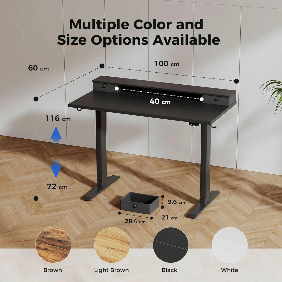 Electric Adjustable Height Desk with 2 Drawers - Image 2