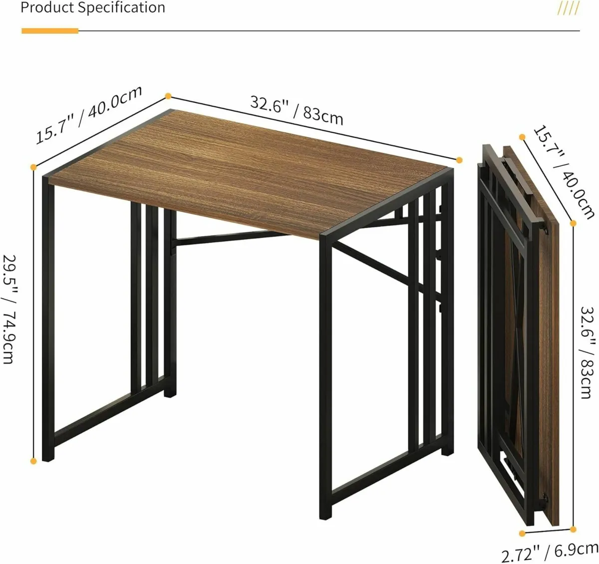 83 cm Folding Small Desk Writing Gaming Computer - Image 3