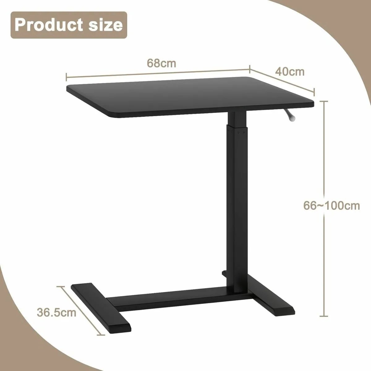 Medical Adjustable Overbed Bedside Table with - Image 2