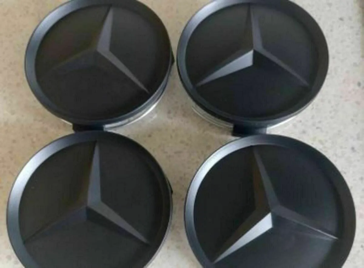 Chrome & Black Mercedes Caps - FREE POST - Image 1