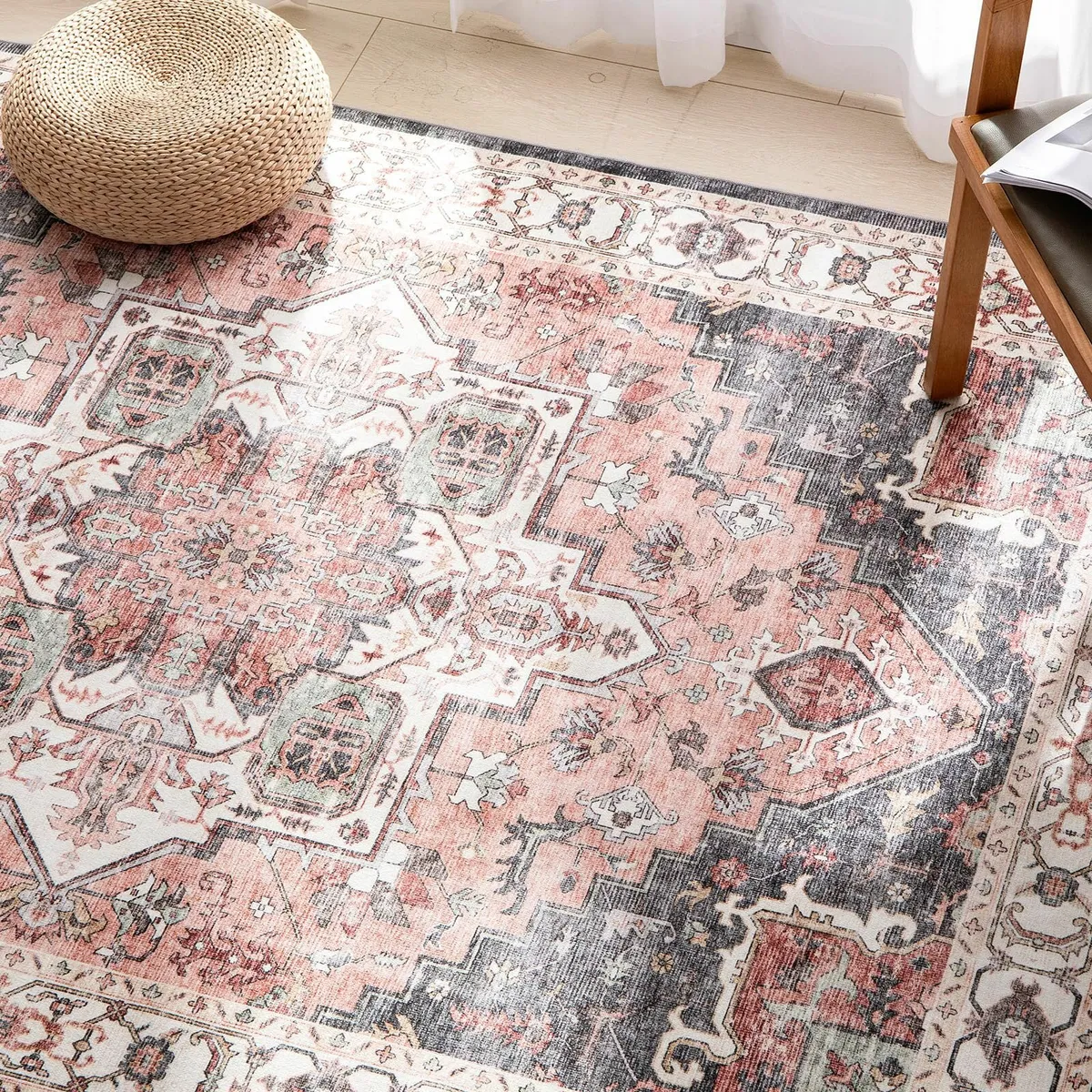 Hallway Rug 60x300cm Pink Rug Vintage Medallion - Image 3