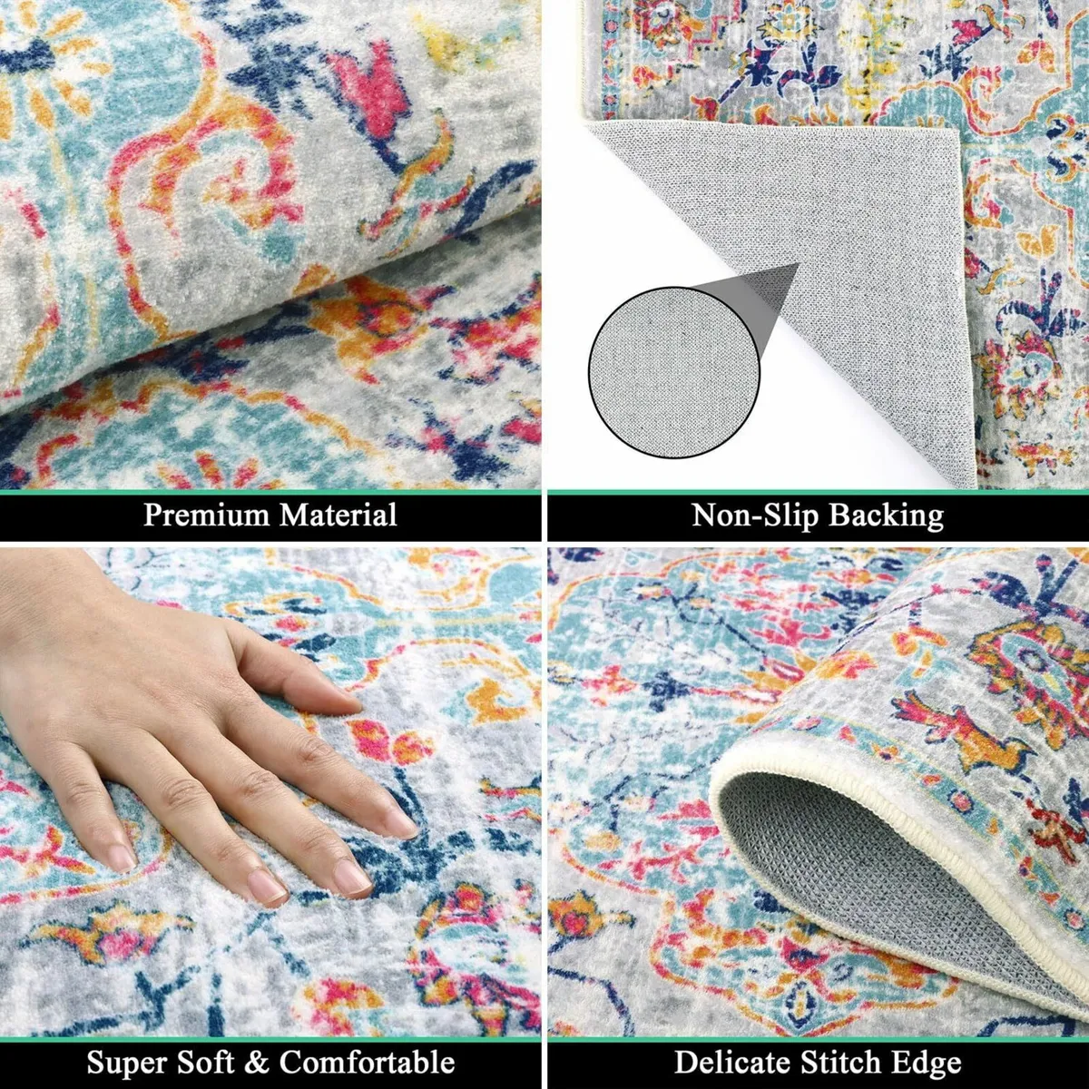 Hallway Vintage Rug 60x300cm Non Slip Carpet - Image 2