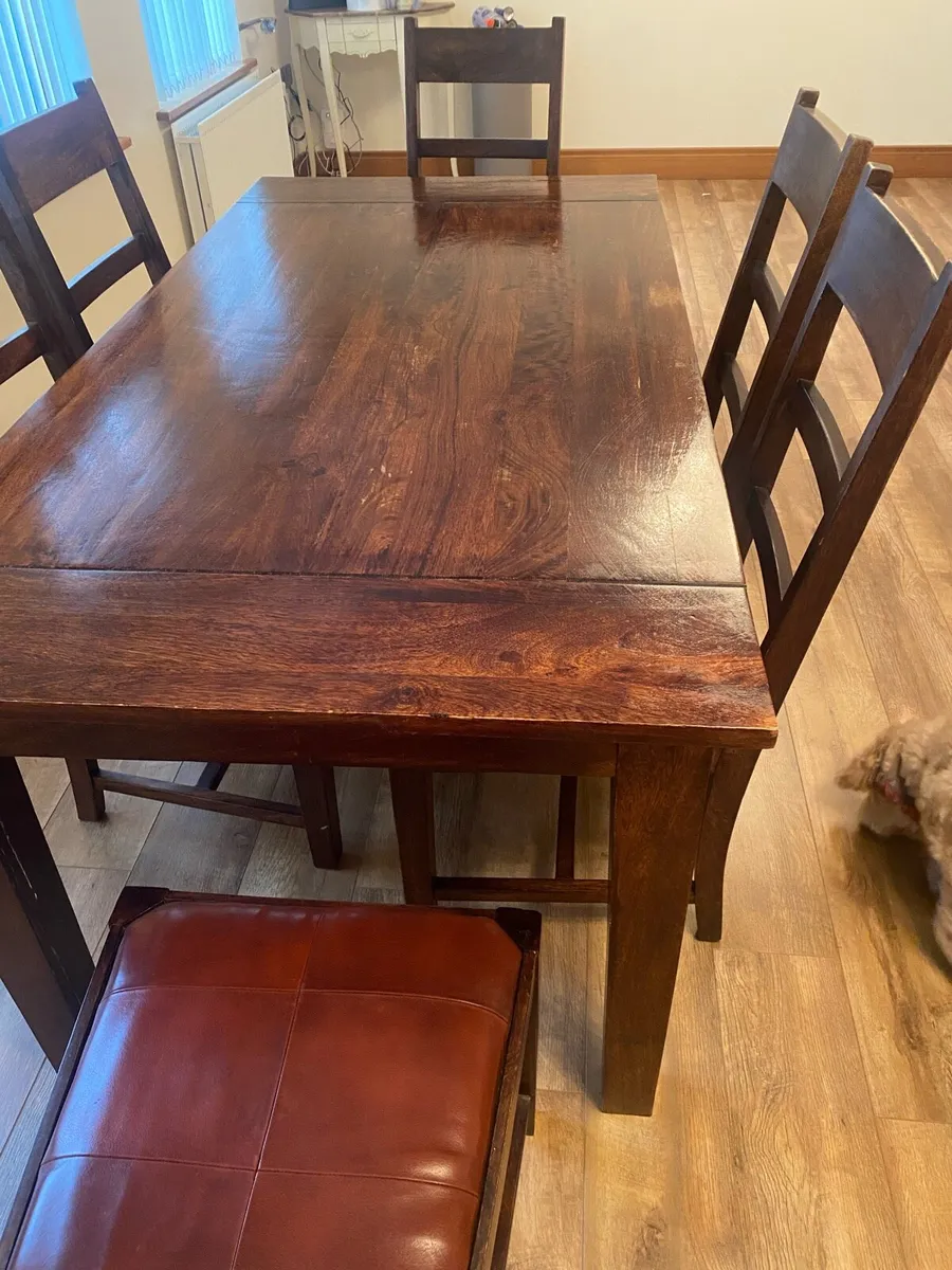 Solid Mahogany Kitchen Table & 6 chairs - Image 4