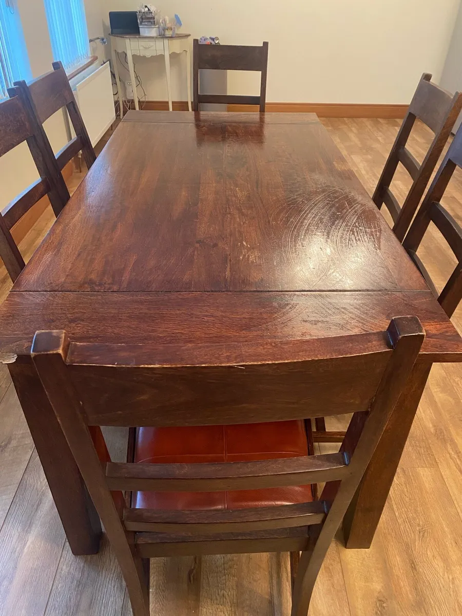 Solid Mahogany Kitchen Table & 6 chairs - Image 2