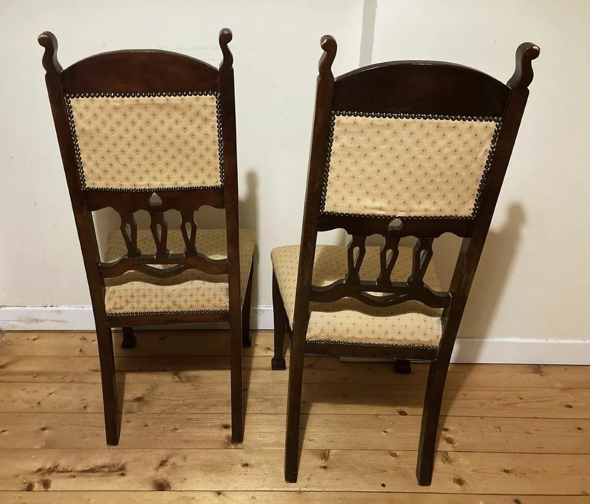 2 Vintage High Back Wooden Chairs - Image 4