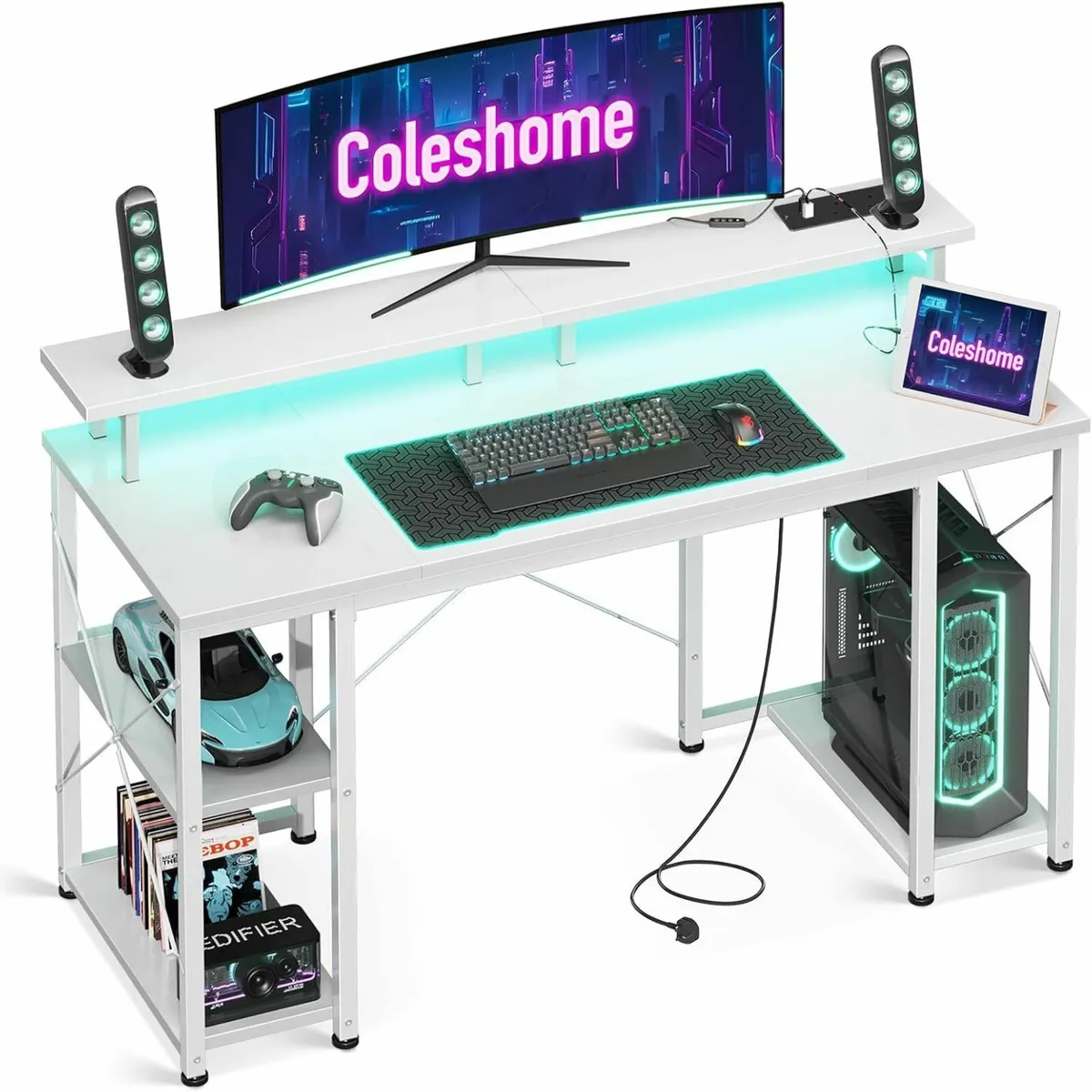 Gaming Desk with LED Lights 120x50 cm Computer - Image 1