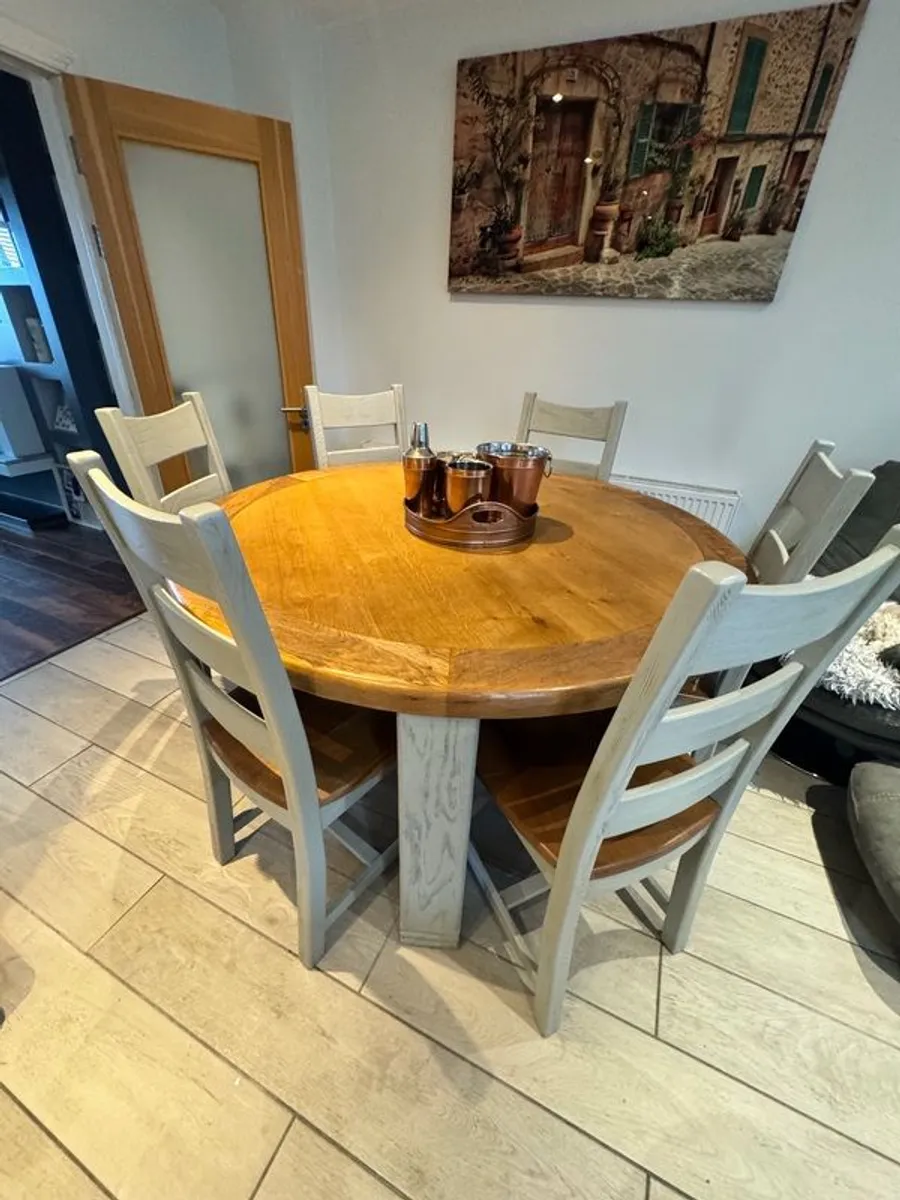 Solid Oak Dining Table & Chairs - Image 3