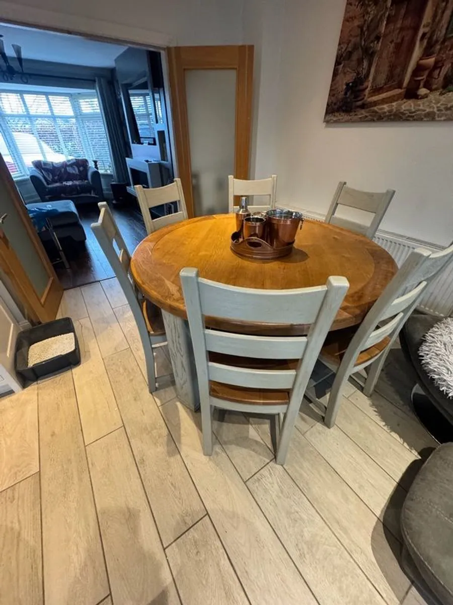 Solid Oak Dining Table & Chairs - Image 2
