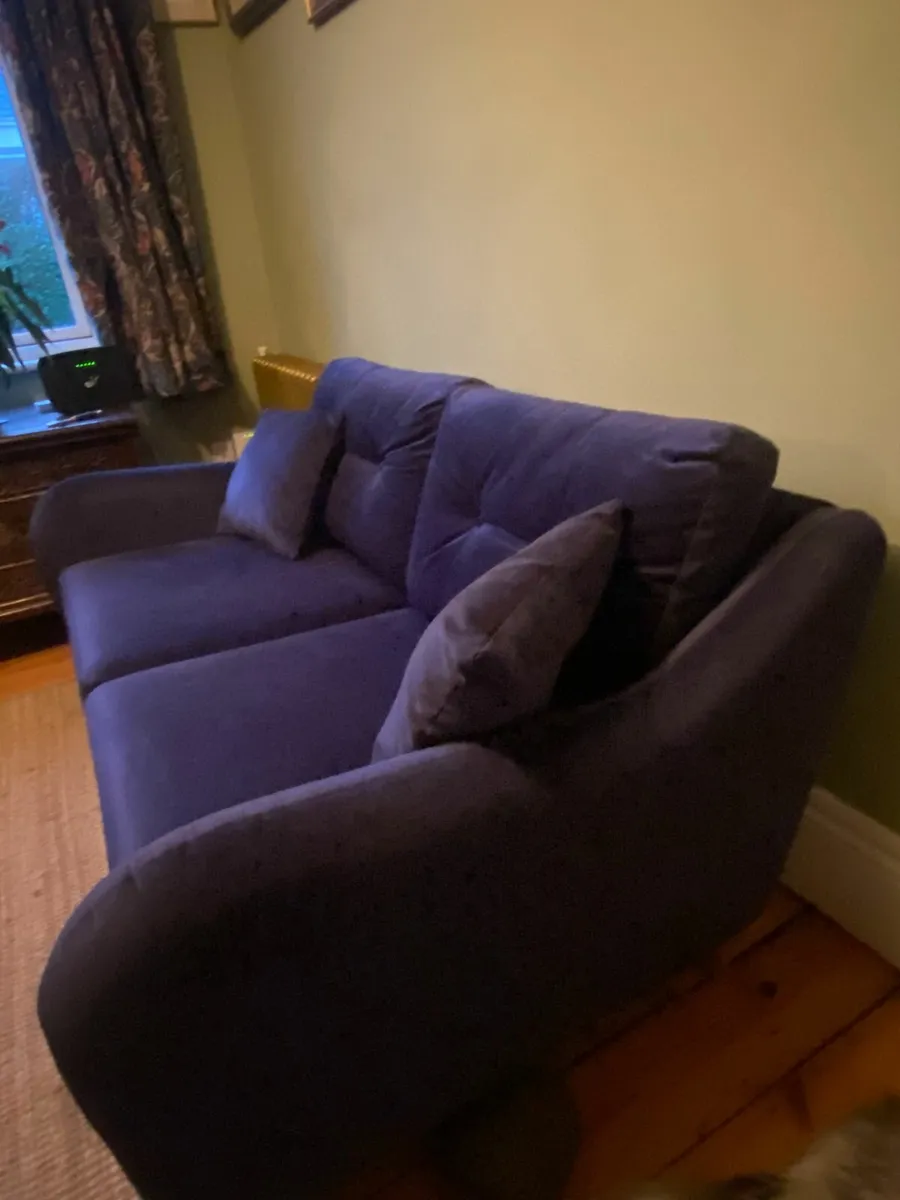 Dark Blue Velvet Sofa - Image 1