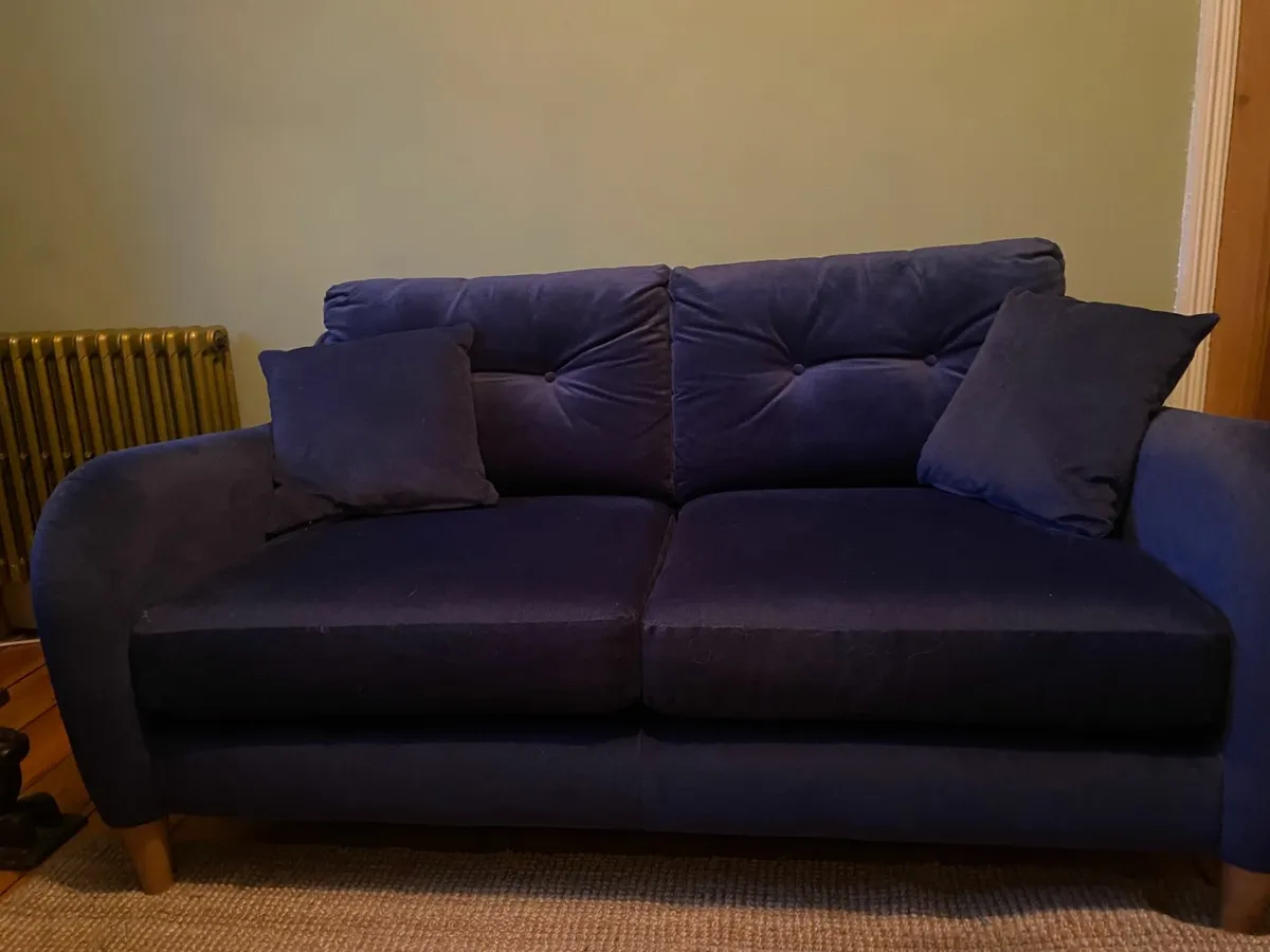 Dark Blue Velvet Sofa - Image 3
