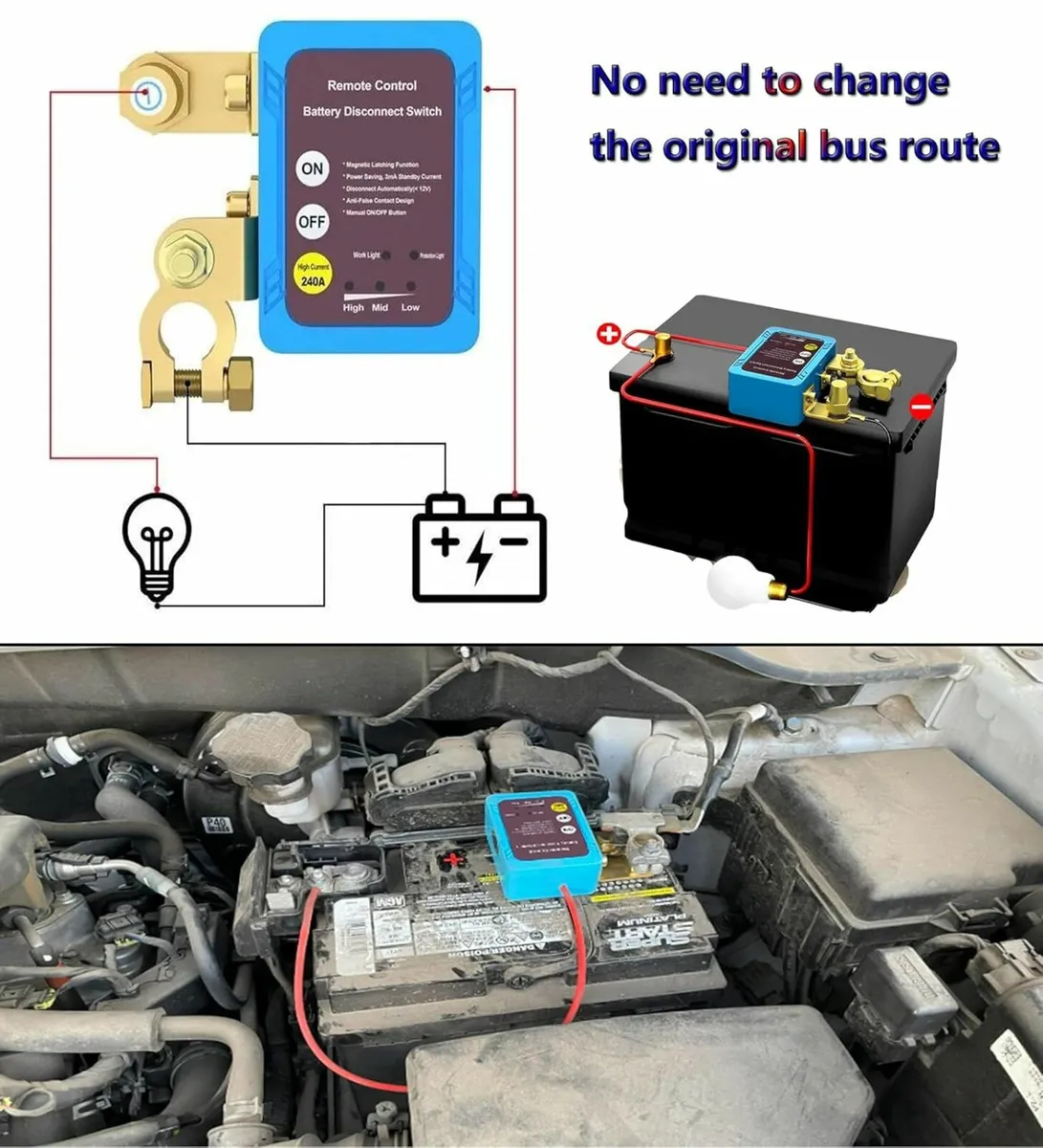 Kill Switch for Car, Remote Battery Disconnect Swi - Image 1
