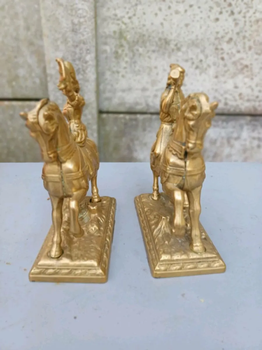1940s Brass Horsemen Figures - Image 4