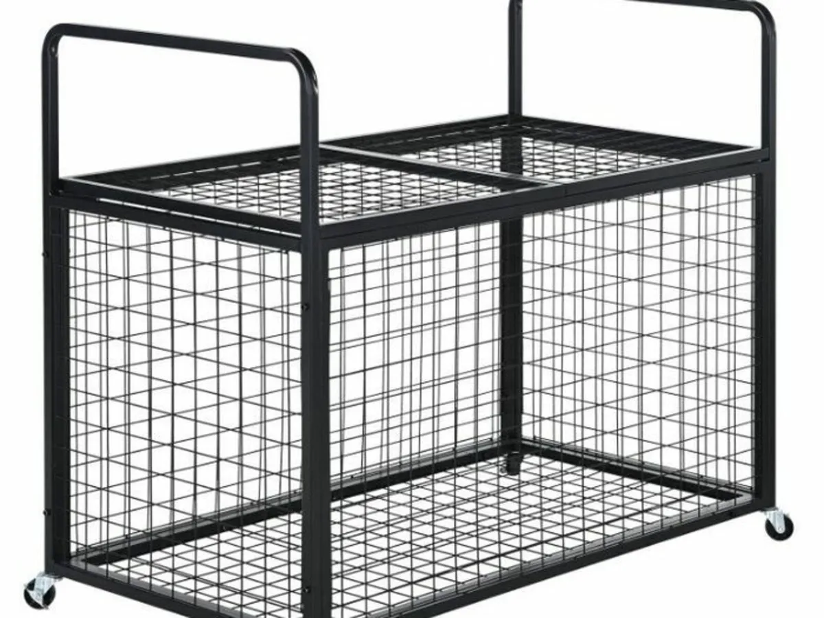 XL Rolling Sports Ball Storage Cart, Lockable Bask - Image 3