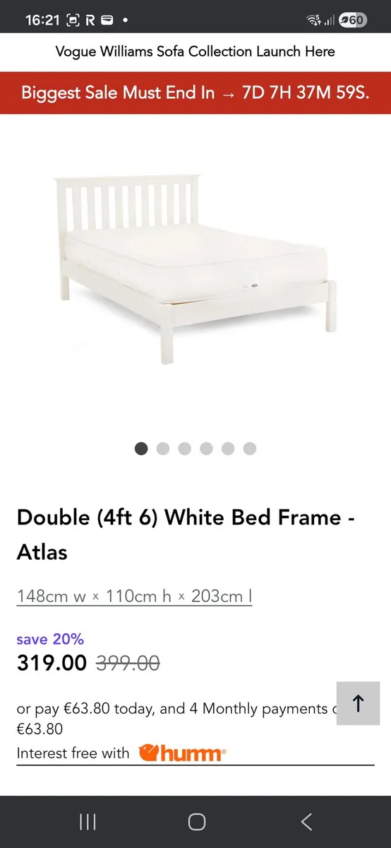 Bed 4ft6 (frame and mattress) - Image 3