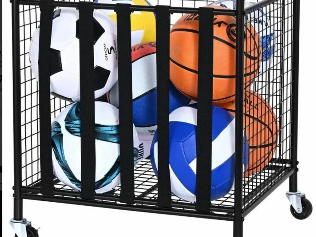 Rolling Sports Ball Storage Cart 50.7 x 50 x 54.5 - Image 1