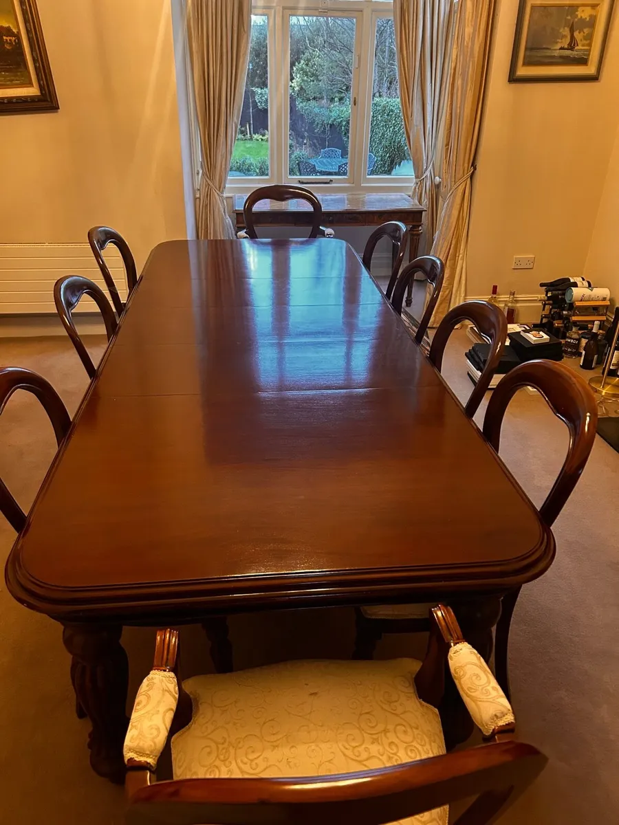 Mahogany 10seater dining table and 9 chairs - Image 2