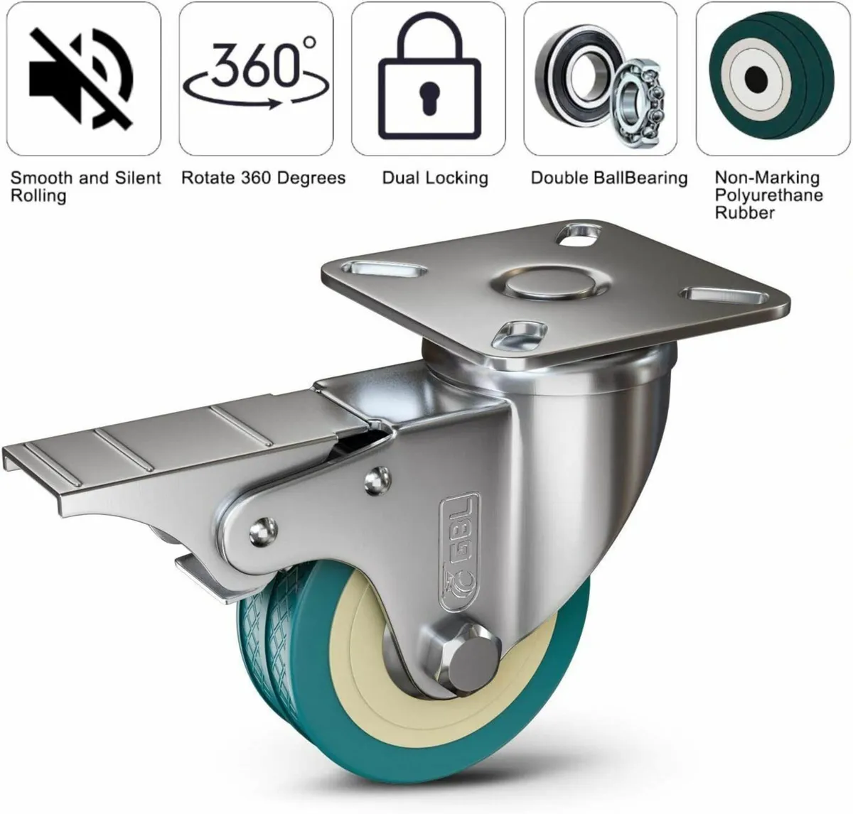 Castor Wheels 50mm with Screws – Heavy Duty 200KG - Image 4