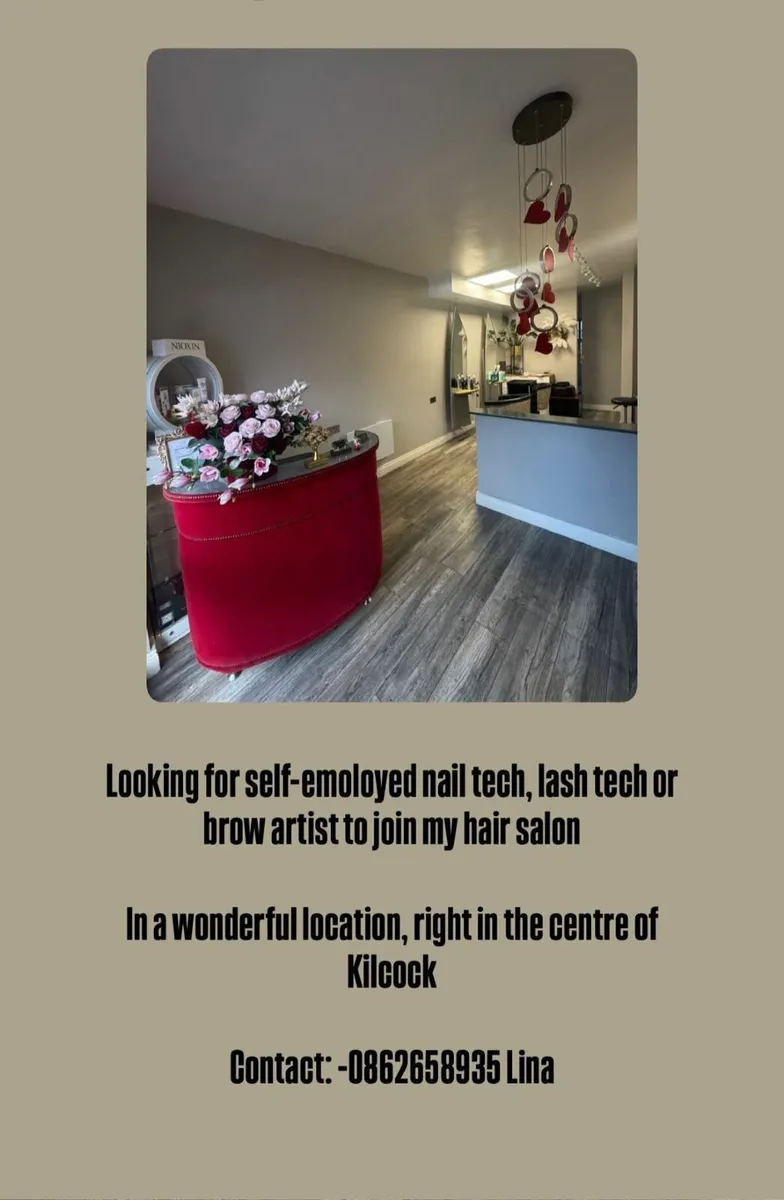 Chair Rental – Nail/Lash/Brow Tech – Kilcock