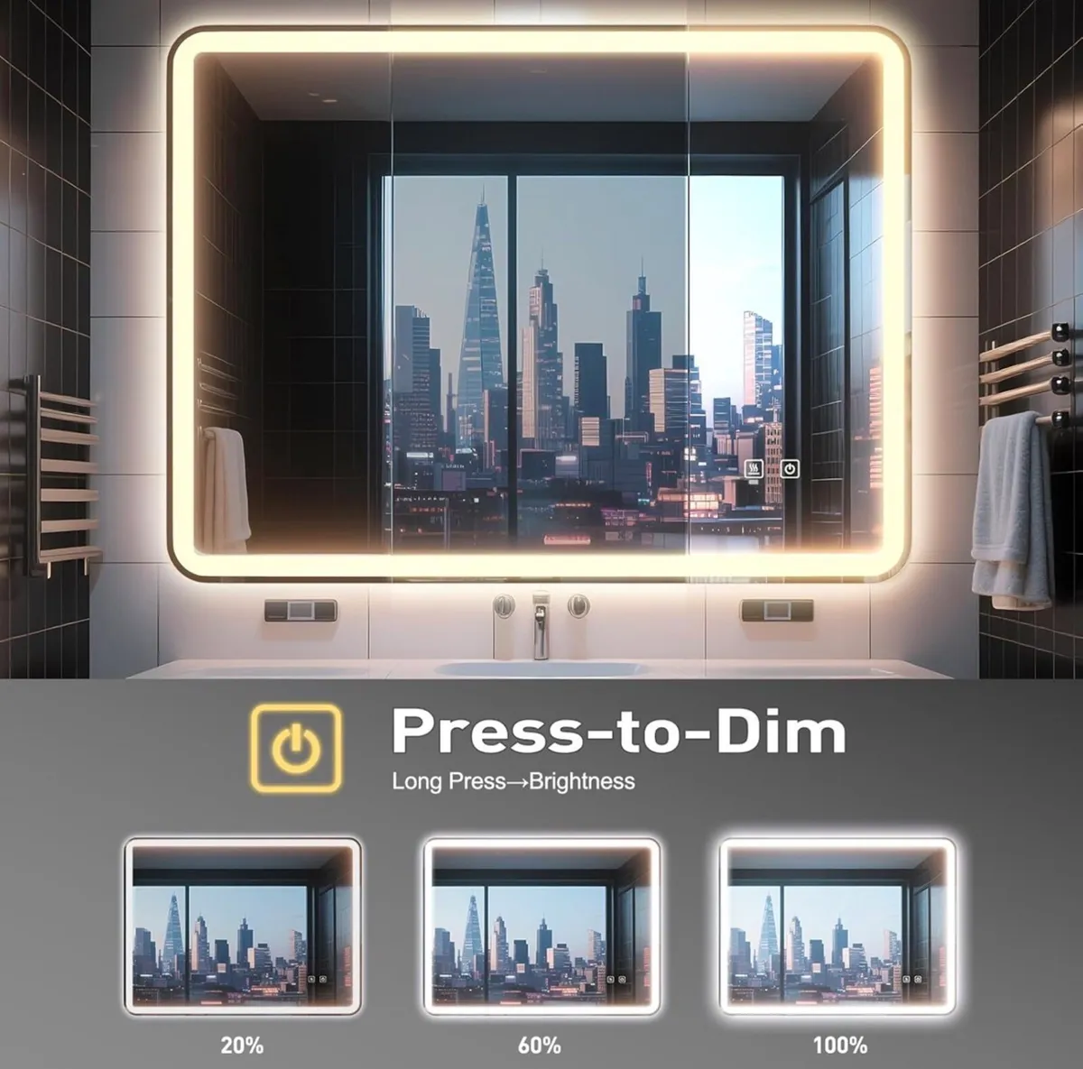 Smart LED Bathroom Mirror - Brand New - Image 2