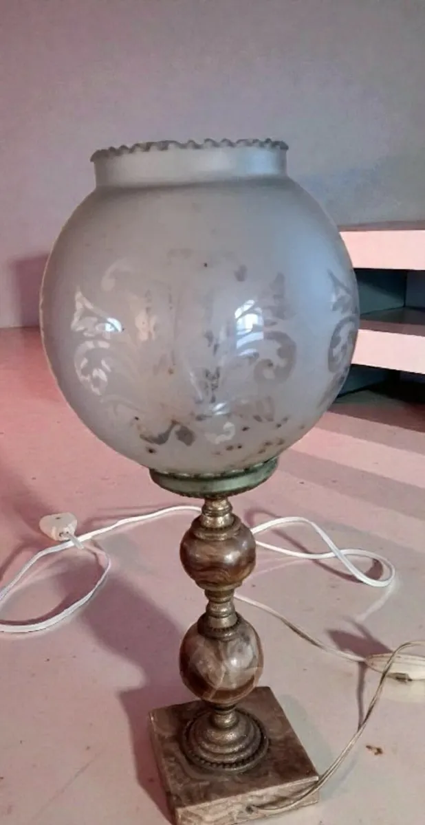 Beautiful marble lamp with glass shade