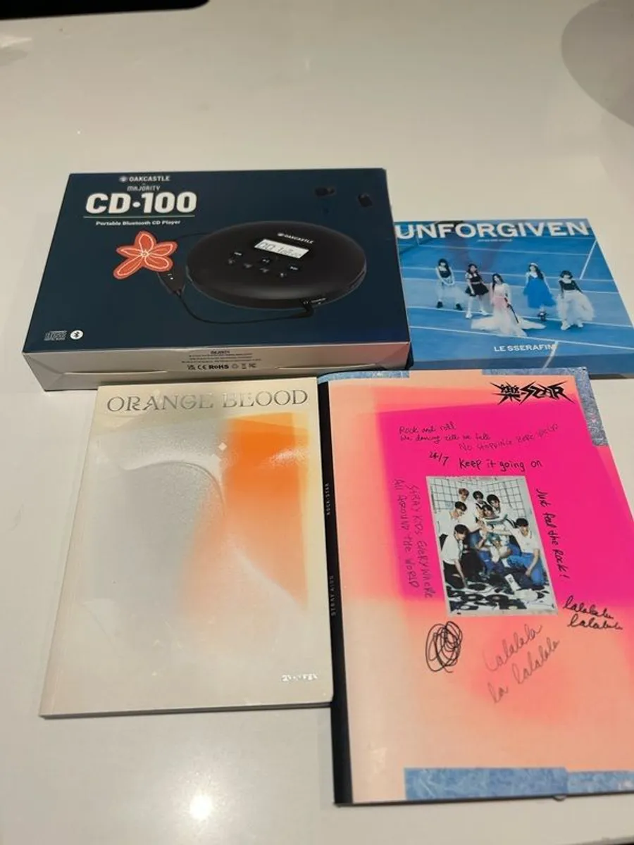 K Pop cds (3) plus CD player - Image 1