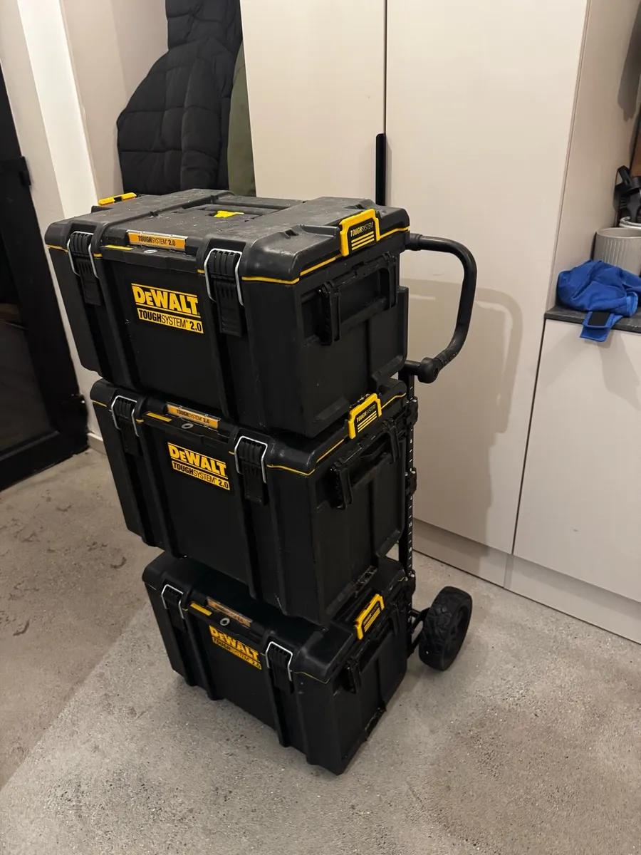 Dewalt tough system 2 toolboxes and trolley - Image 1