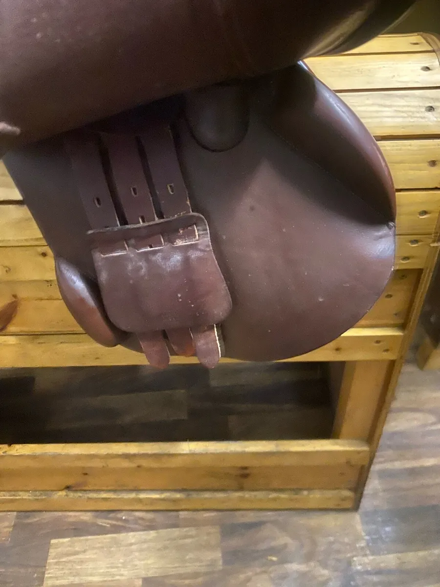 17.5 medium wide brown Leather jump saddle - Image 3