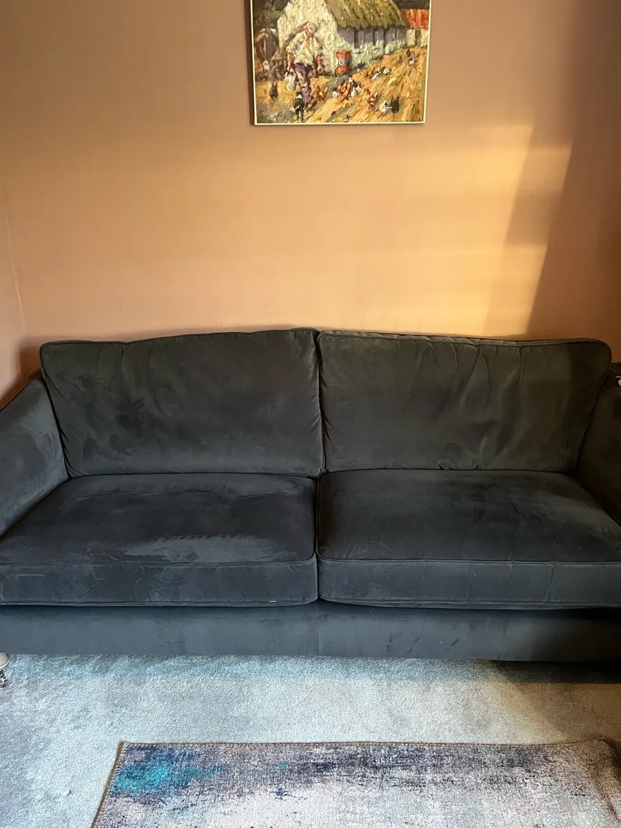 Charcoal velvet sofa - Image 1