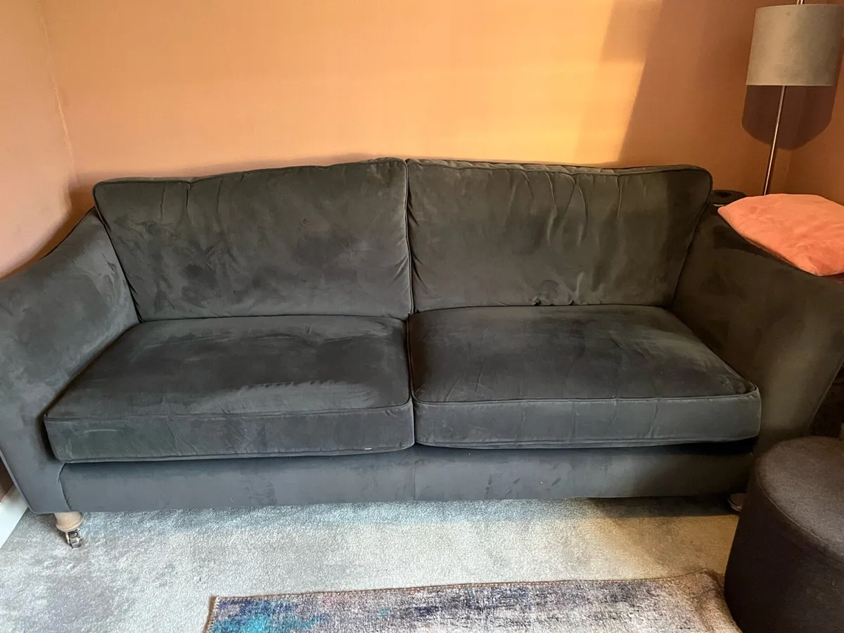 Charcoal velvet sofa - Image 2