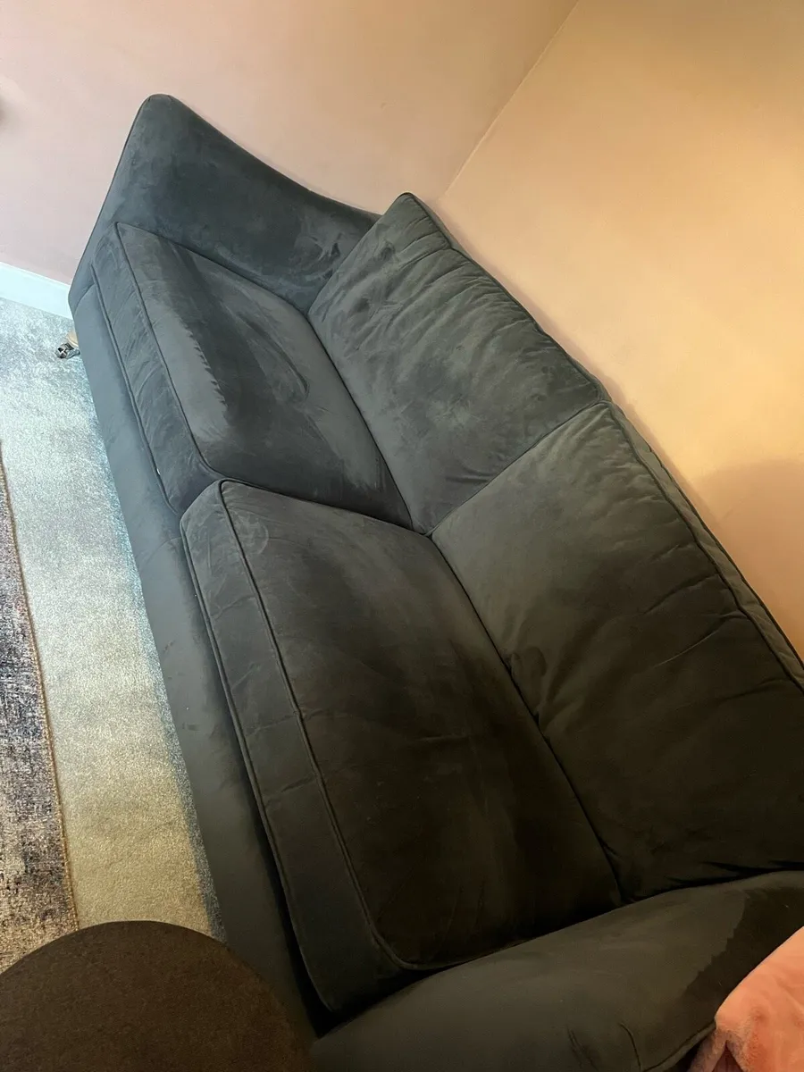 Charcoal velvet sofa - Image 3