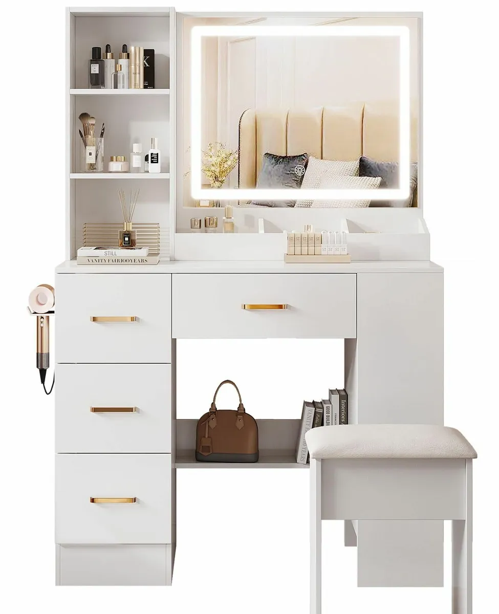 Dressing Table Mirror Stool 3 Color Light - Image 2