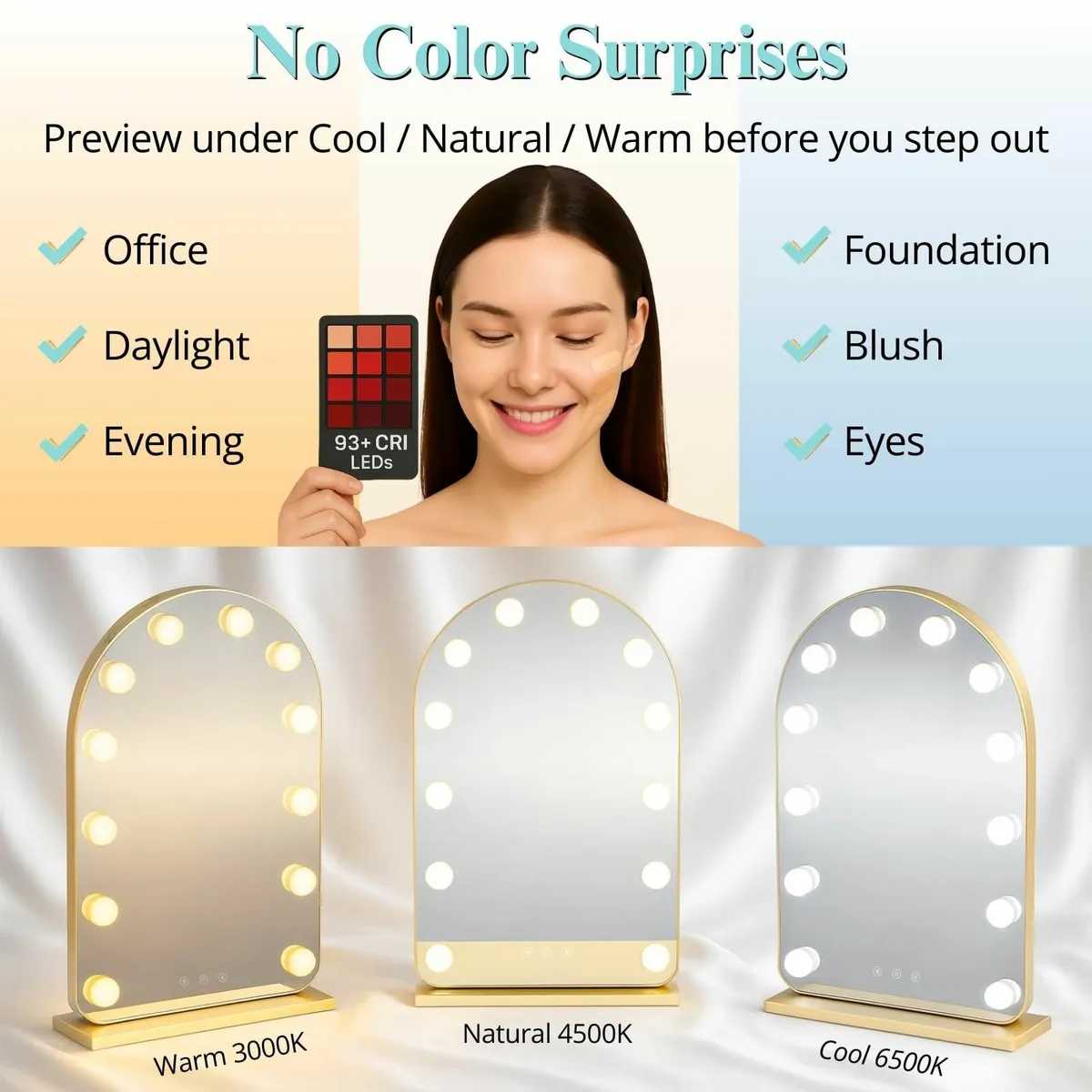 Dressing Table Smart Touch, 3 Color Lighting - Image 3
