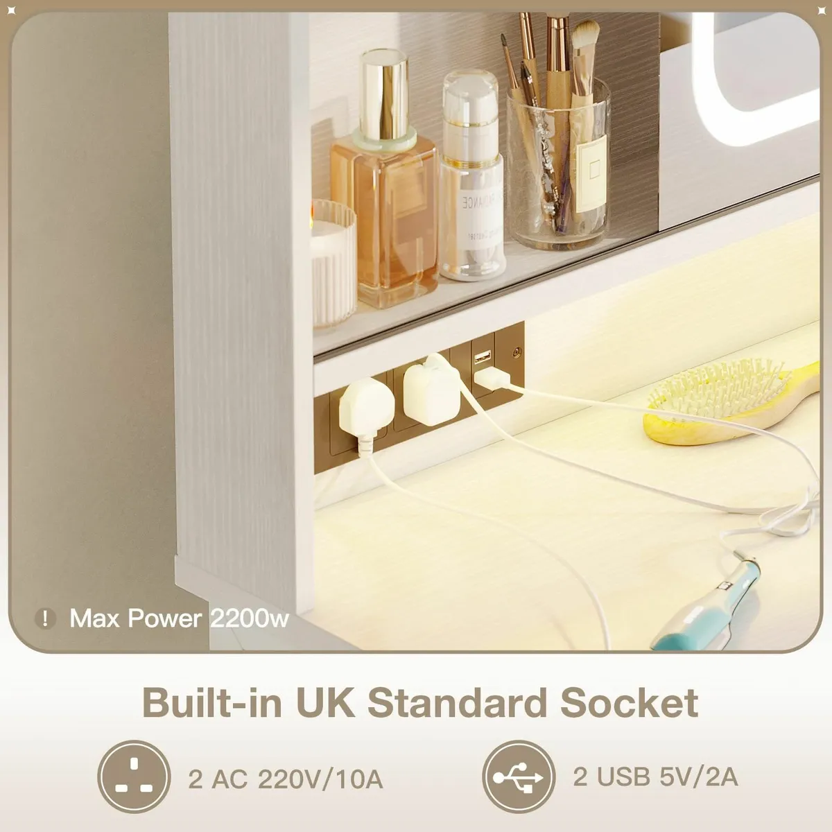 Dressing Table Adjustable LED Mirror USB Power - Image 2