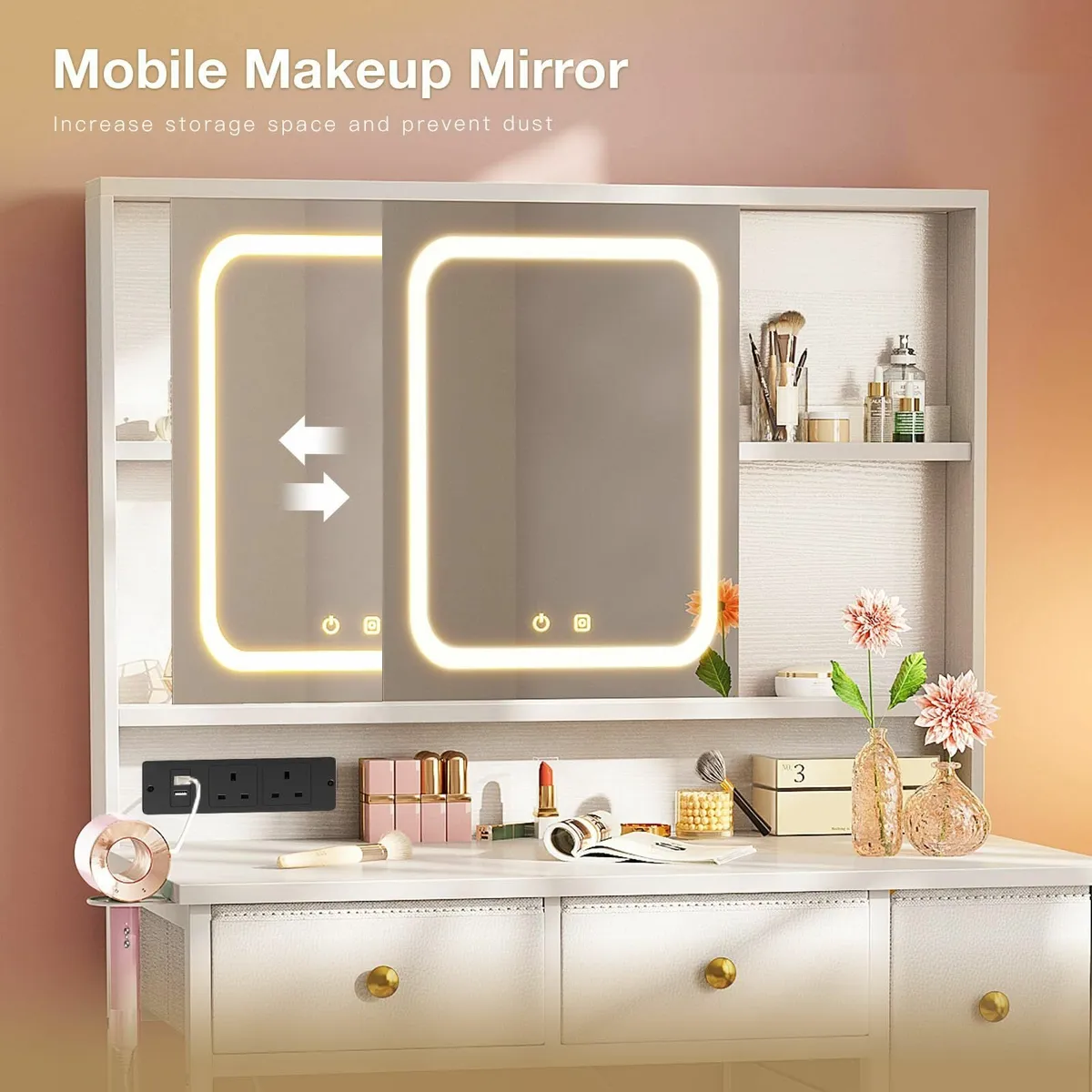 Dressing Table Adjustable LED Mirror USB Power - Image 3