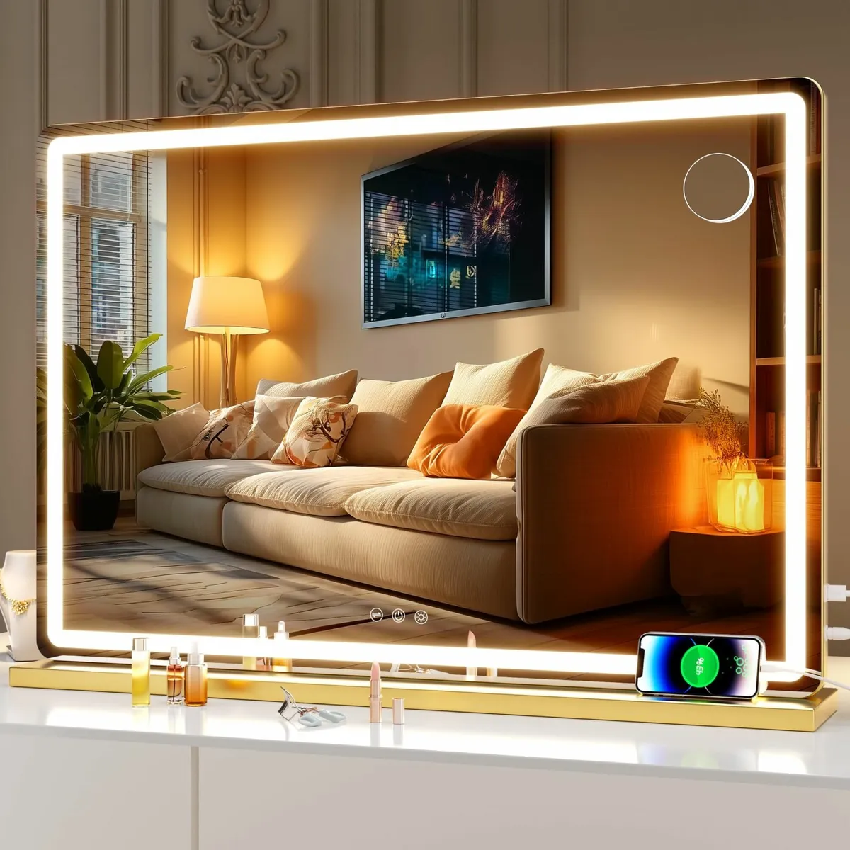 Vanity Mirror 80x50cm LED Light 3 Dimmable - Image 1